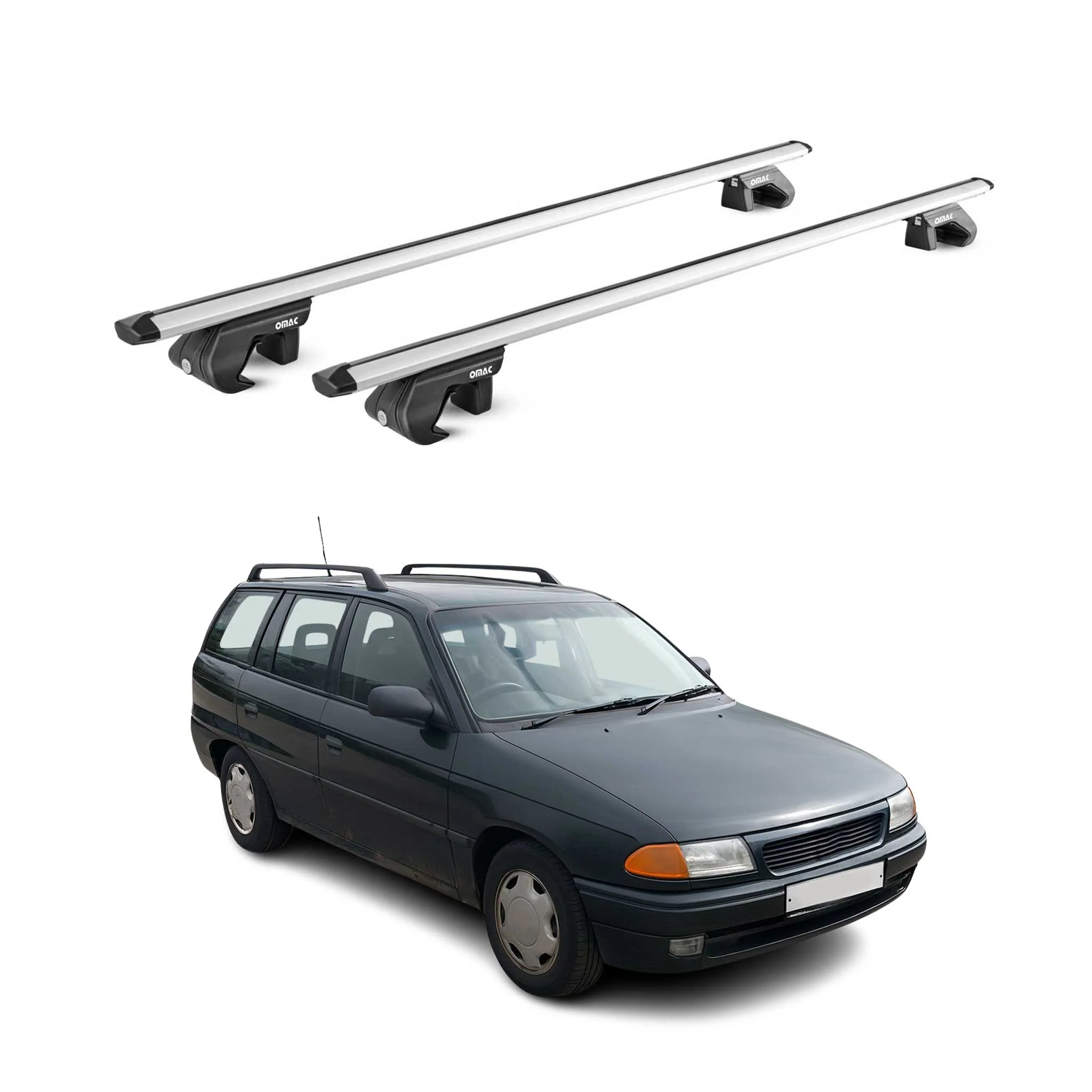 Dachträger Grundtäger für Opel Astra F G Kombi 1991-2004 90kg Alu Silber 2x ABE