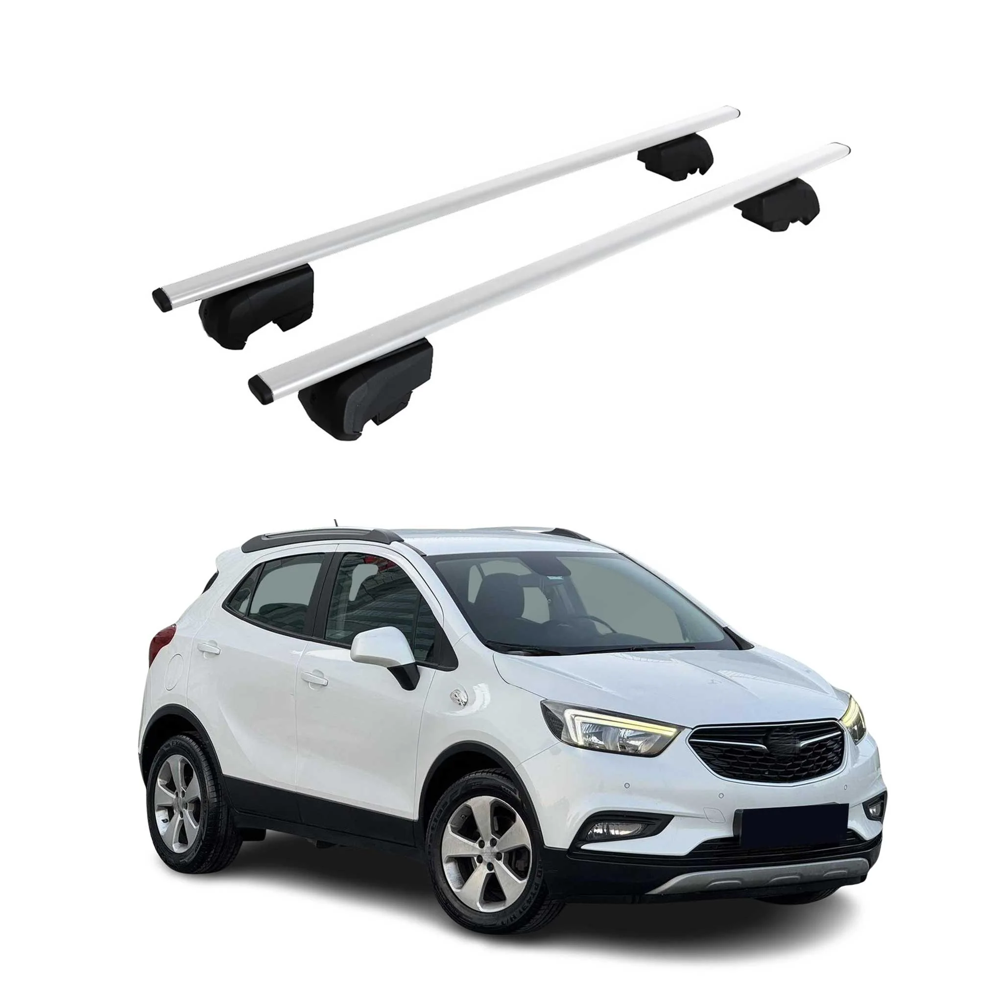 Dachträger Gepäckträger für Opel Mokka/Mokka X 2012-2019 ABE Metall Silber 2x