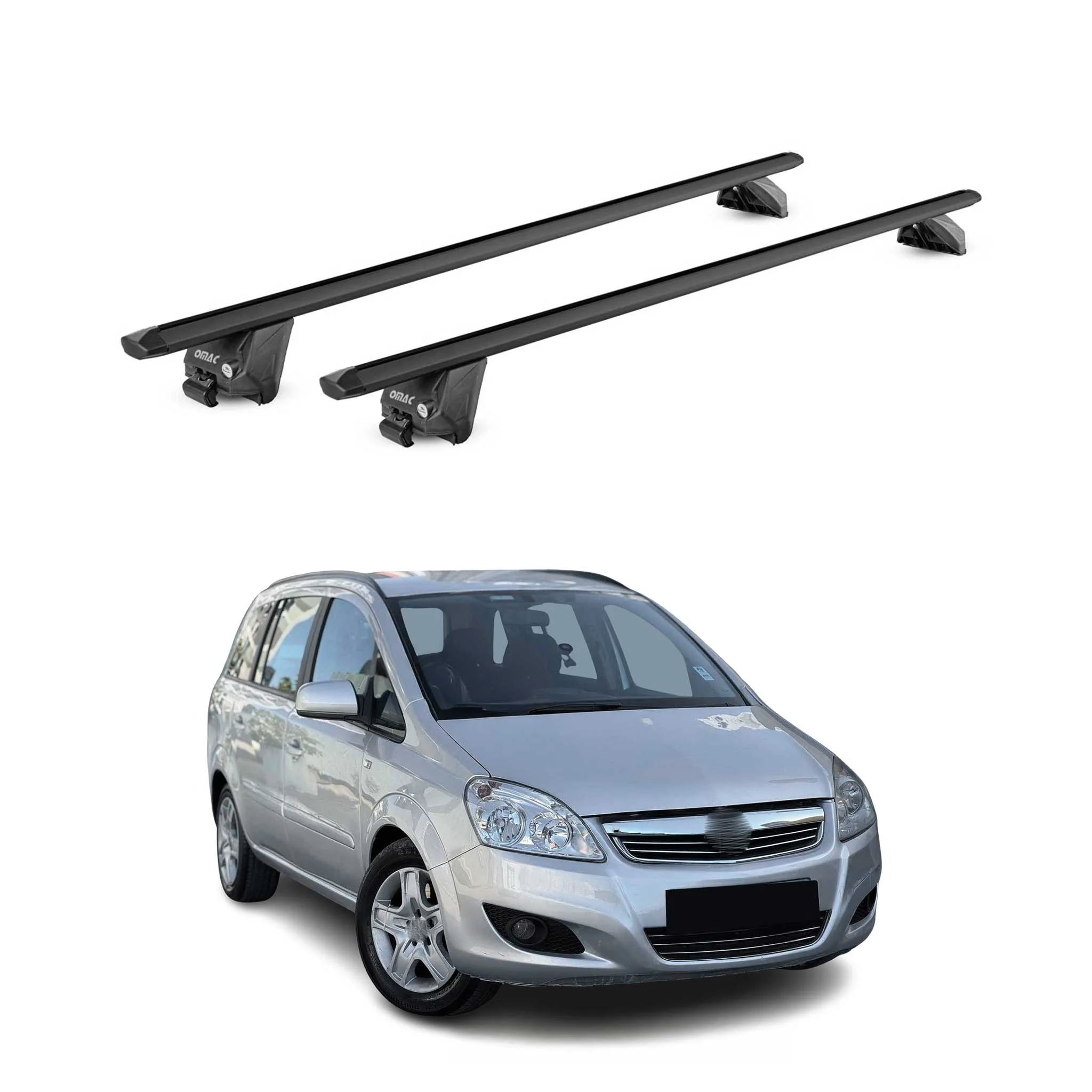 Dachträger Grundtäger für Opel Zafira B 2008-2011 FL 100kg Alu Schwarz 2 tlg ABE