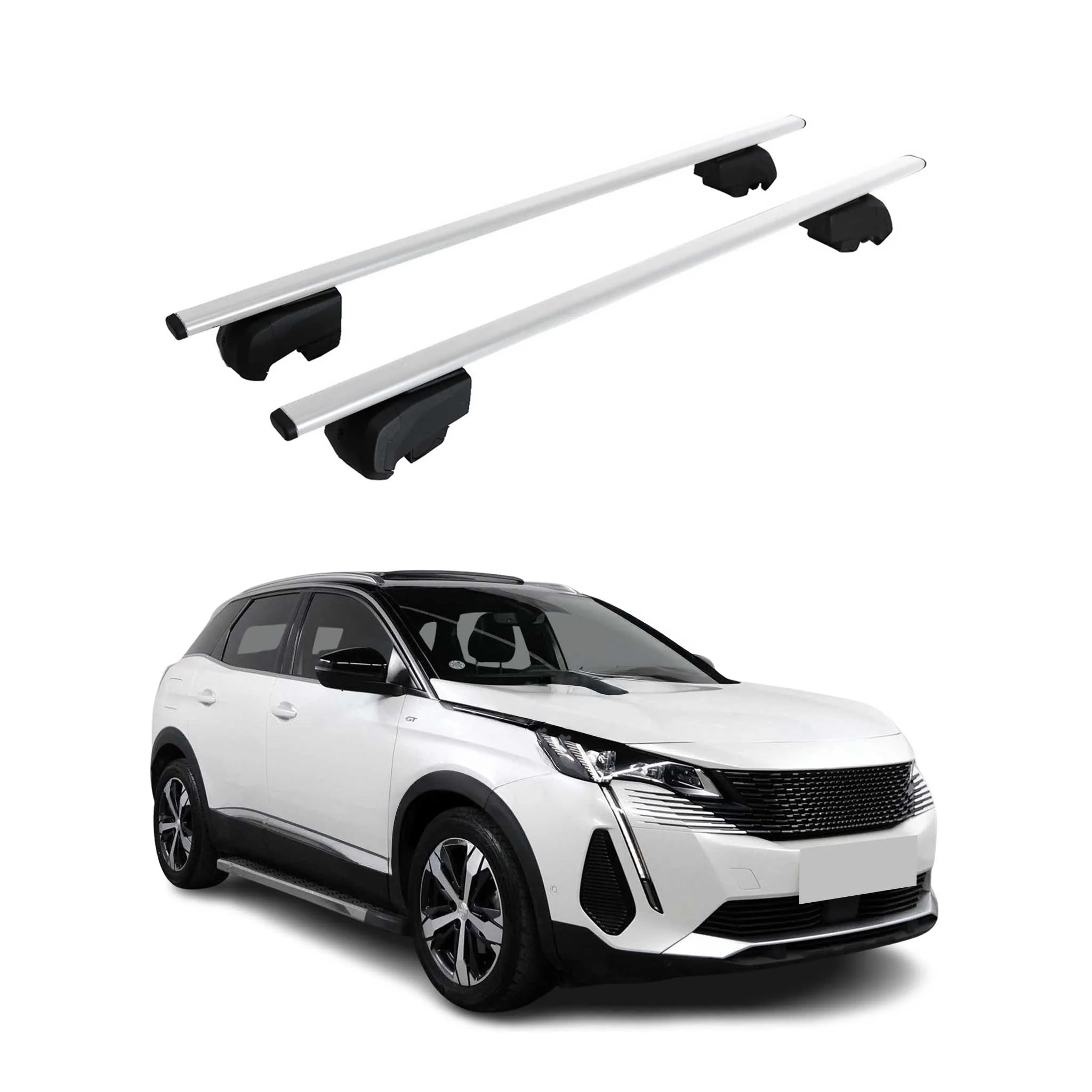 Dachträger Gepäckträger für Peugeot 3008 2016-2023 Grundträger ABE Silber 2x
