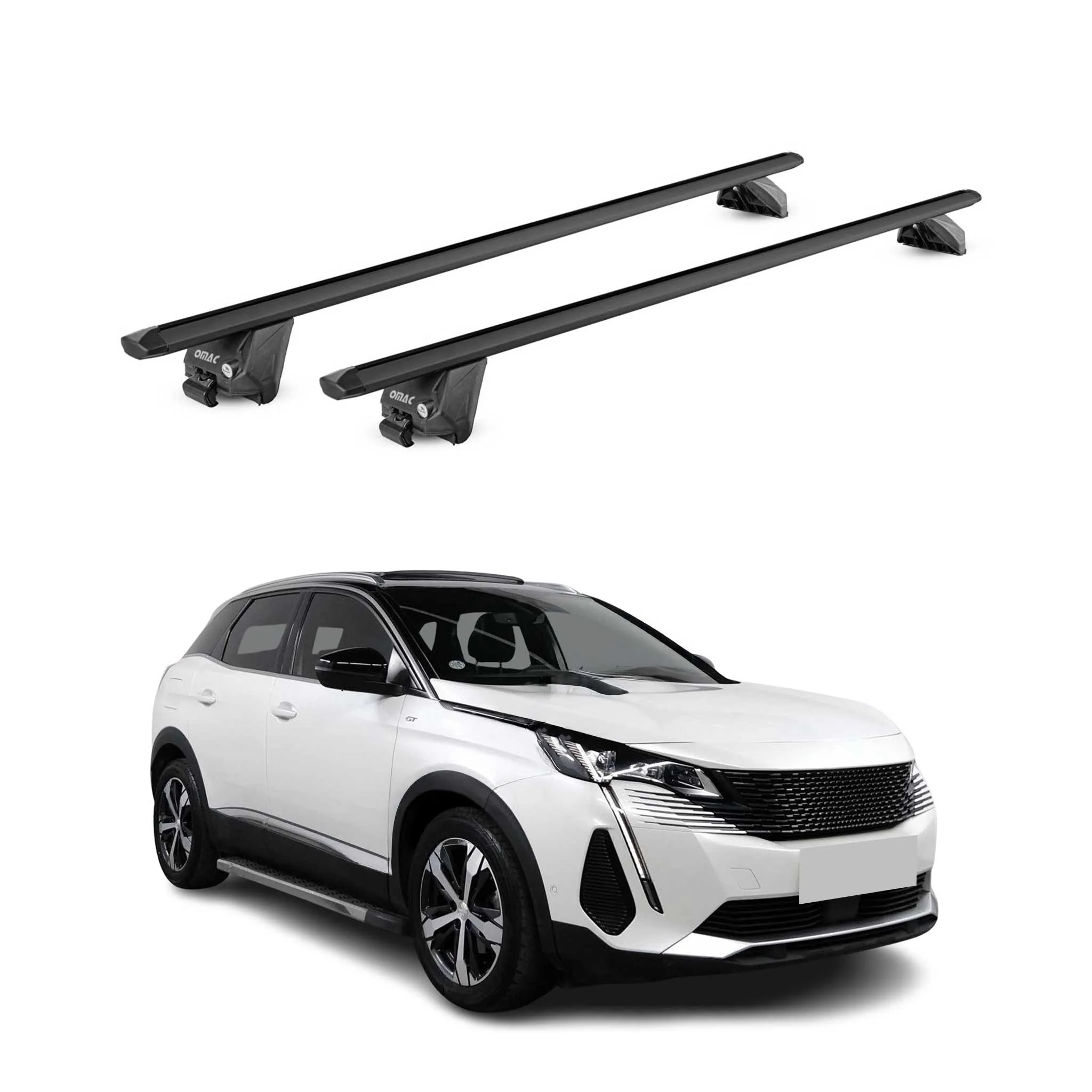 Dachträger Grundtäger für Peugeot 3008 II 2016-2024 100kg Alu Schwarz 2 tlg ABE