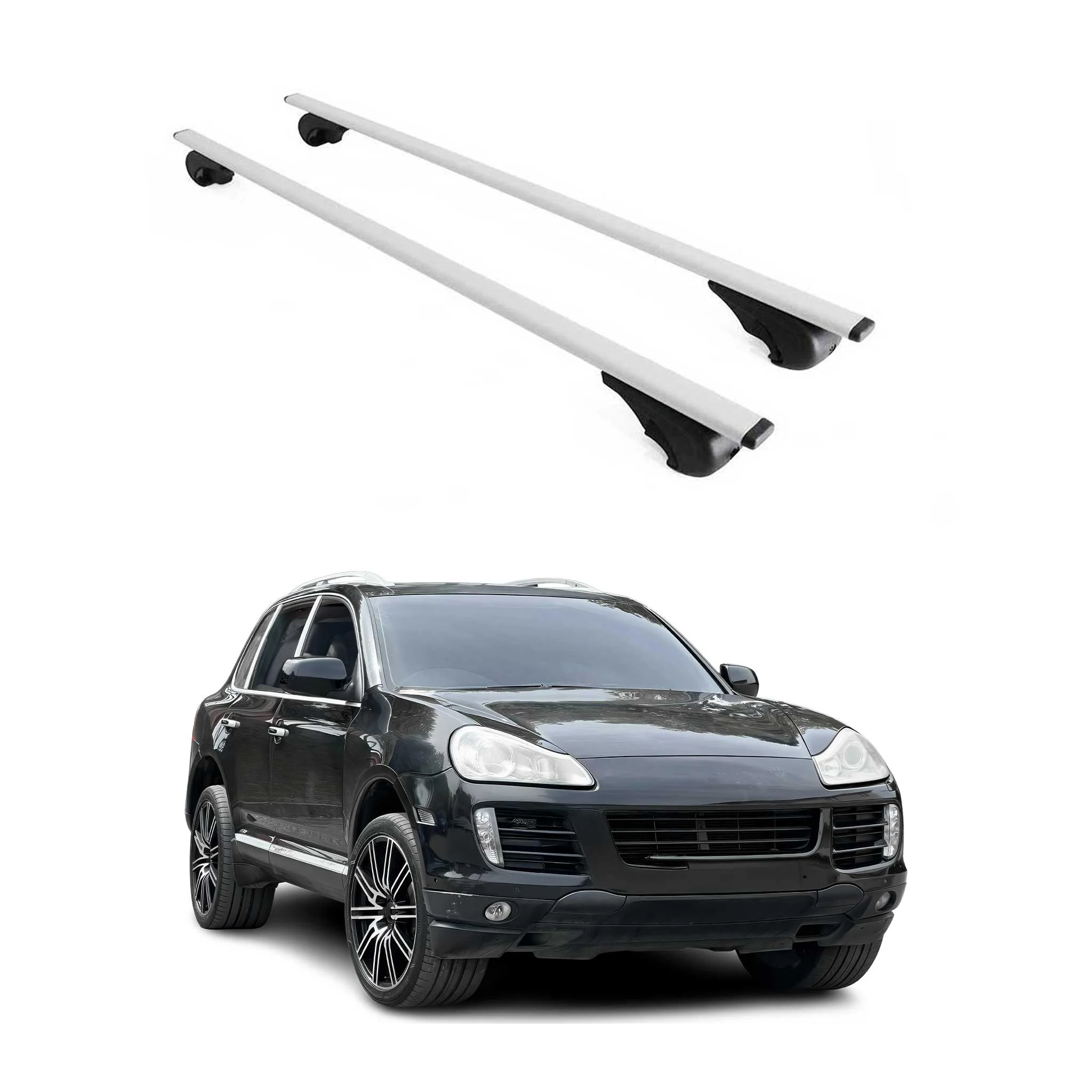 Dachträger Grundtäger für Porsche Cayenne 2002-2010 75kg Metall Silber 2 tlg