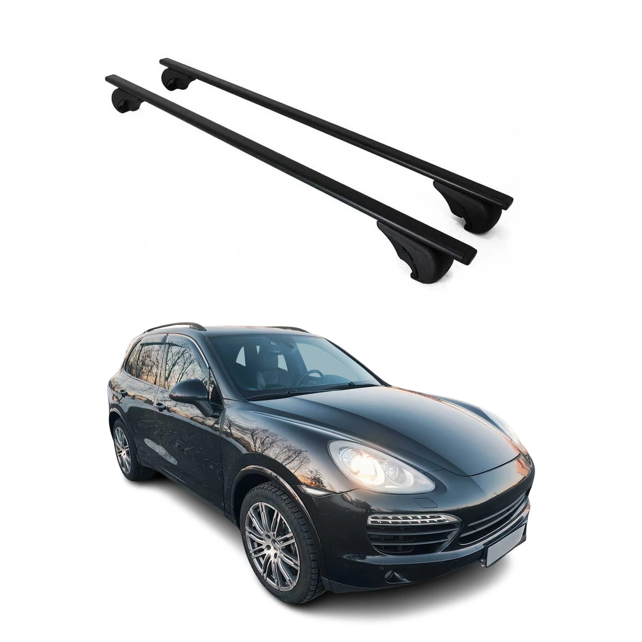 Dachträger Grundtäger für Porsche Cayenne 2010-2018 75kg Metall Schwarz 2 tlg