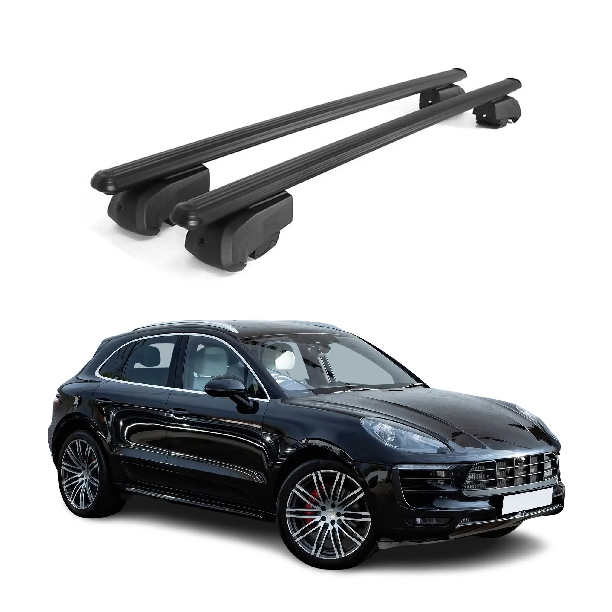 Dachträger Gepäckträger für Porsche Macan 95B 2014-2023 ABE Alu Schwarz 2tlg