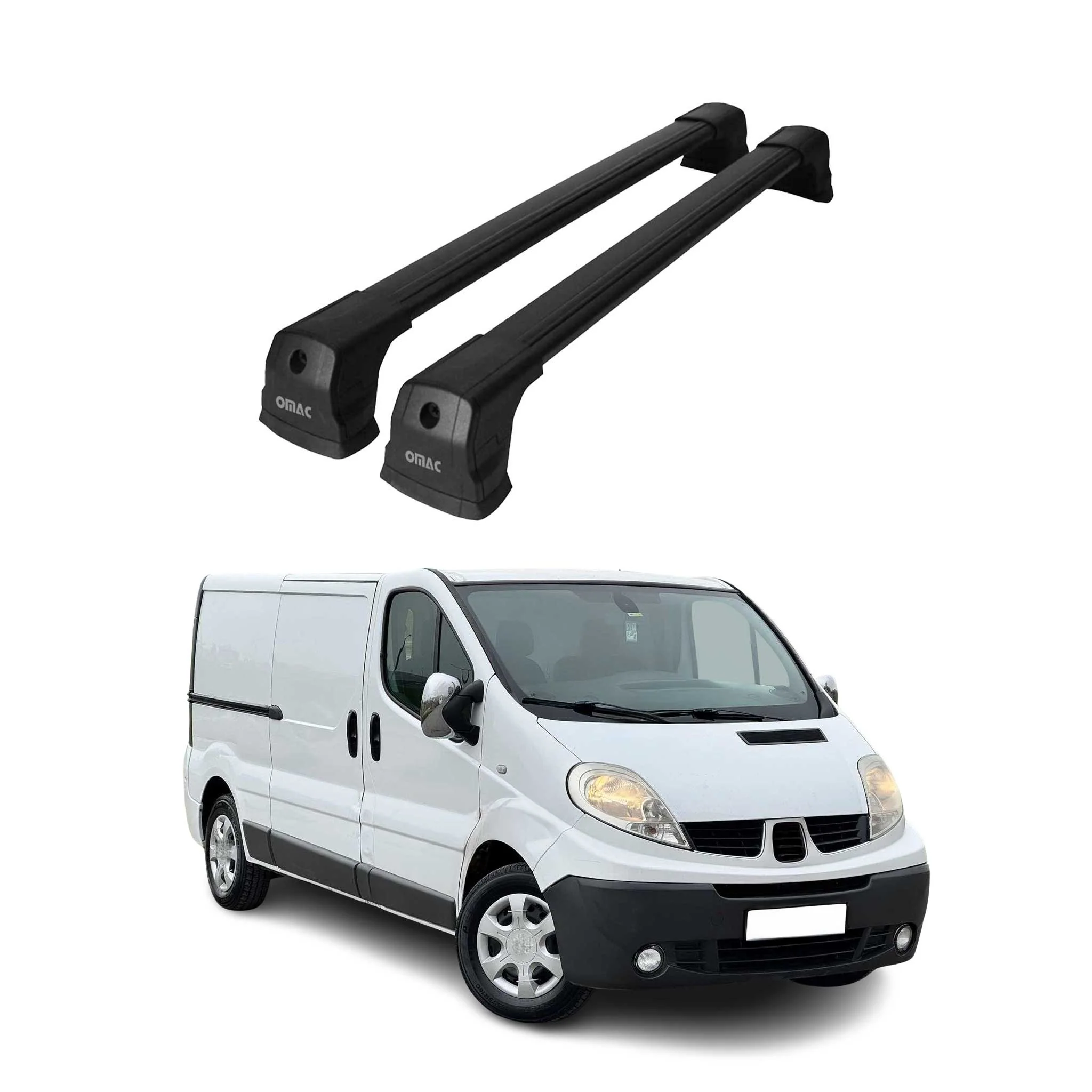 Dachträger Grundtäger für Renault Trafic mk2 2001-2014 75kg Alu Schwarz 2 tlg