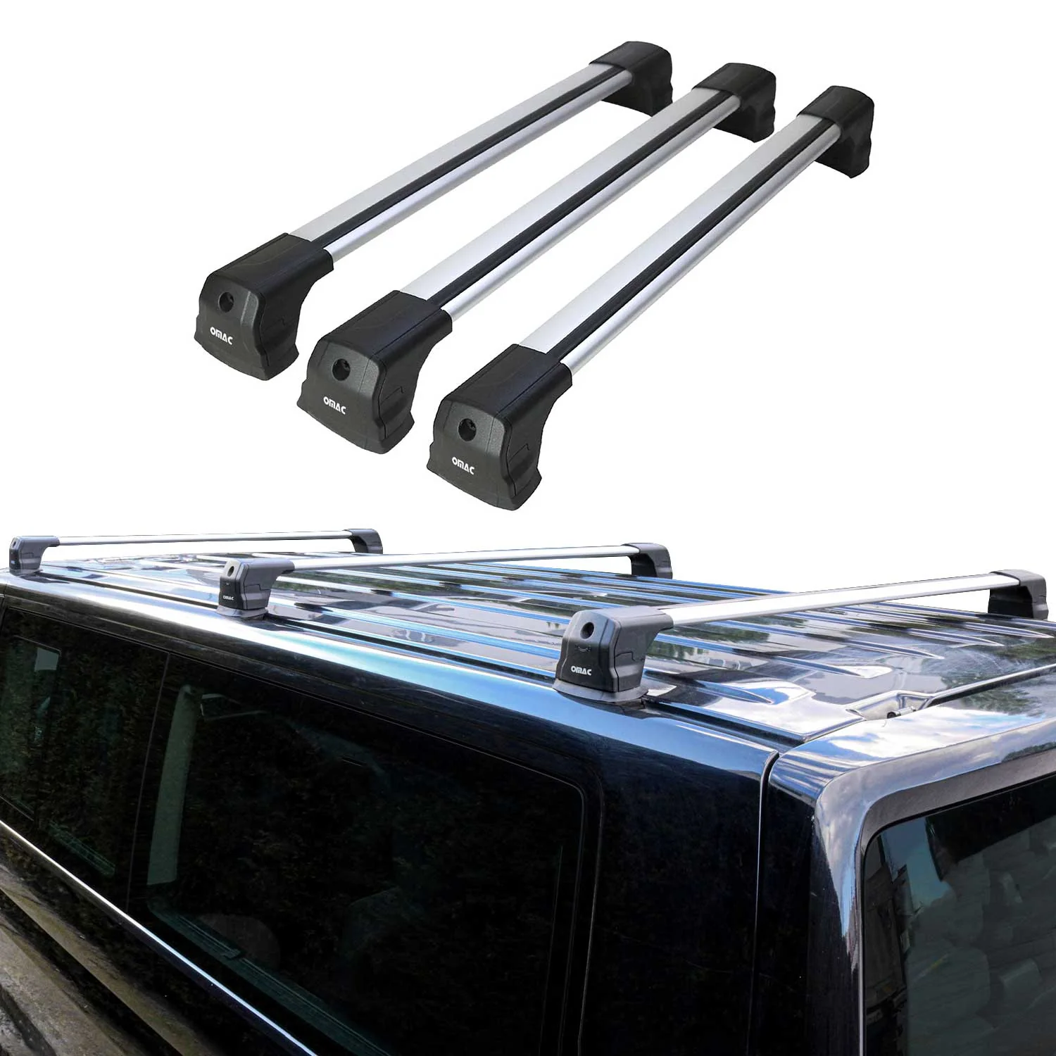 Dachträger Grundtäger für Renault Trafic mk2 2001-2014 75kg Alu Silber 3 tlg - Image 2