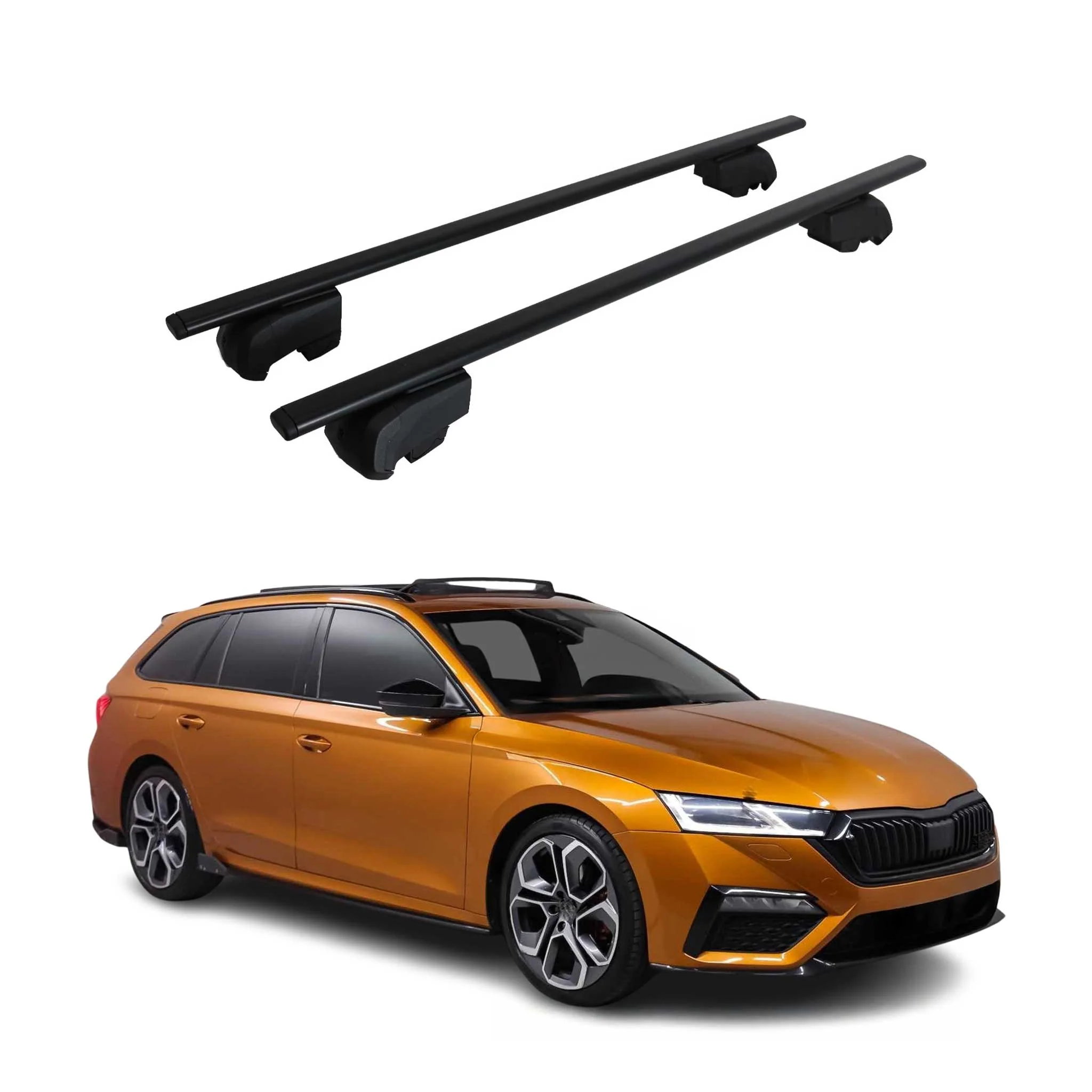 Dachträger Grundtäger für Skoda Octavia mk4 2020-2026 75kg Metall Schwarz 2 tlg
