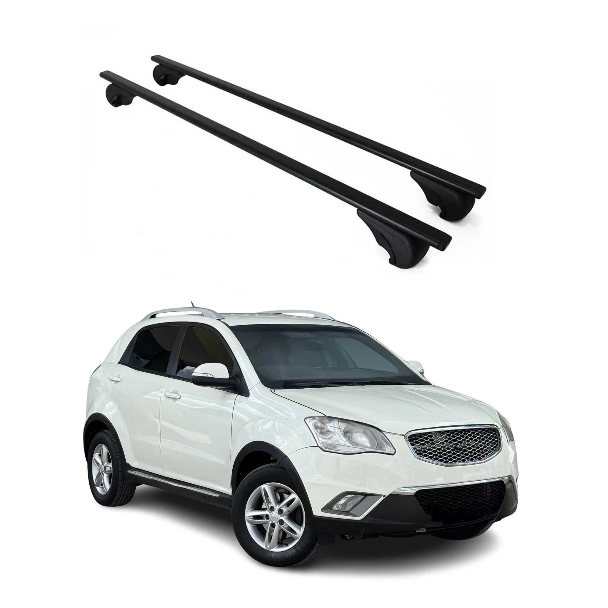 Dachträger Grundtäger für Ssangyong Korando 2010-2019 75kg Metall Schwarz 2 tlg