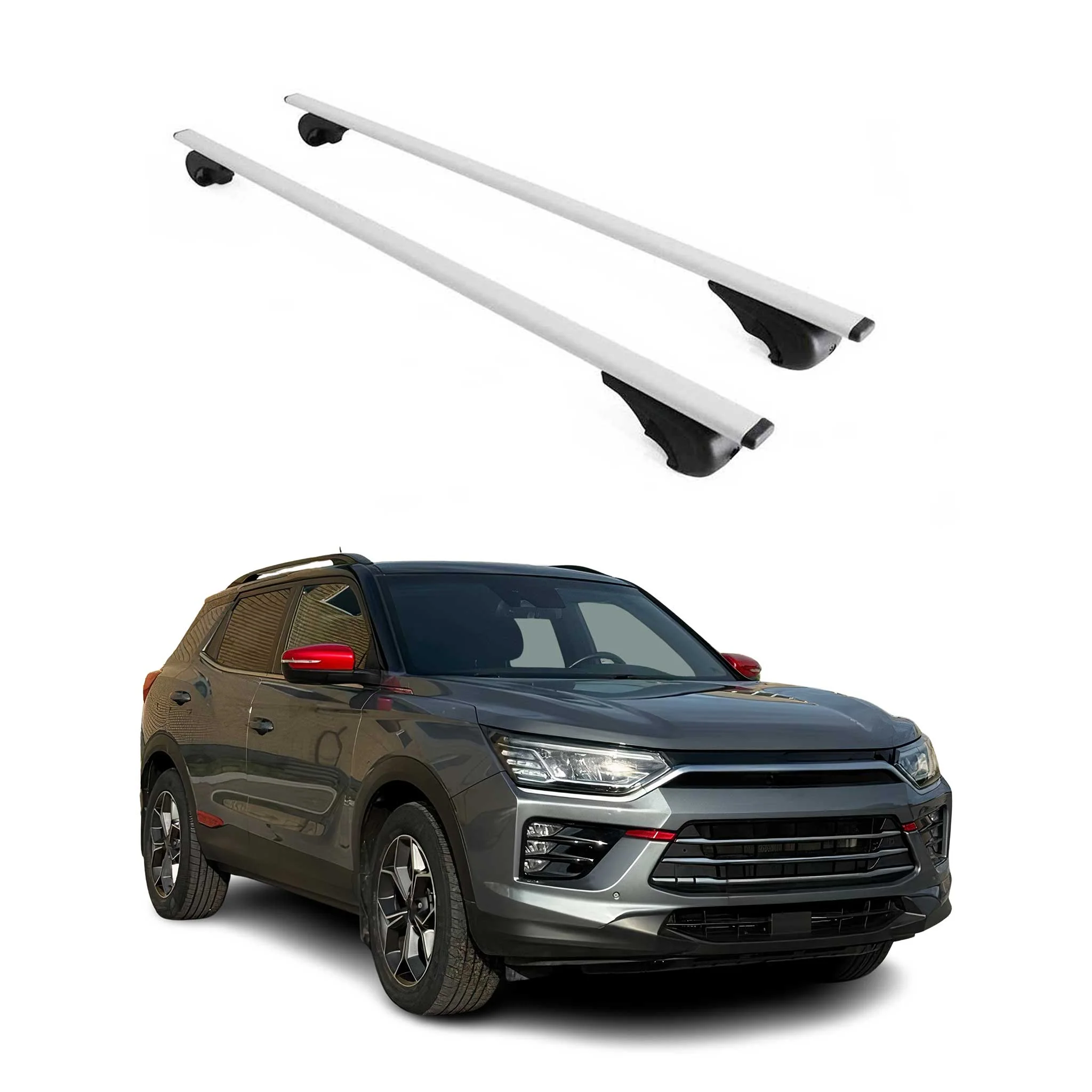 Dachträger Grundtäger für Ssangyong Korando 2019-2026 75kg Metall Silber 2 tlg