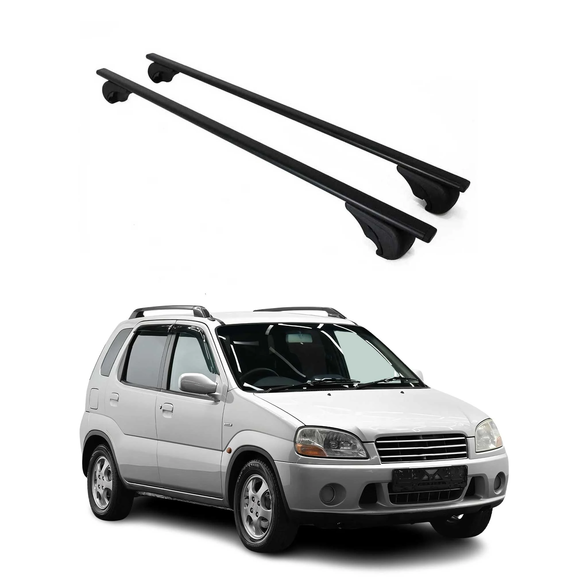 Dachträger Grundtäger für Suzuki Ignis mk1 2000-2008 75kg Metall Schwarz 2 tlg