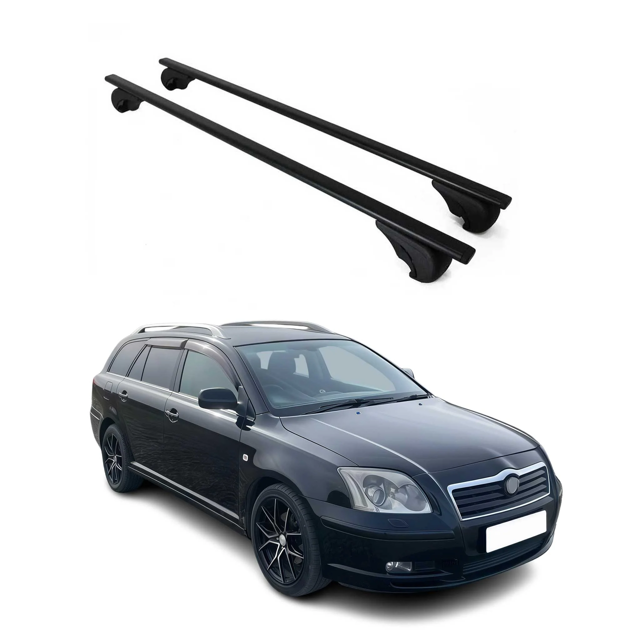 Dachträger Grundtäger für Toyota Avensis Kombi 1997-2008 75kg Metall Schwarz 2x