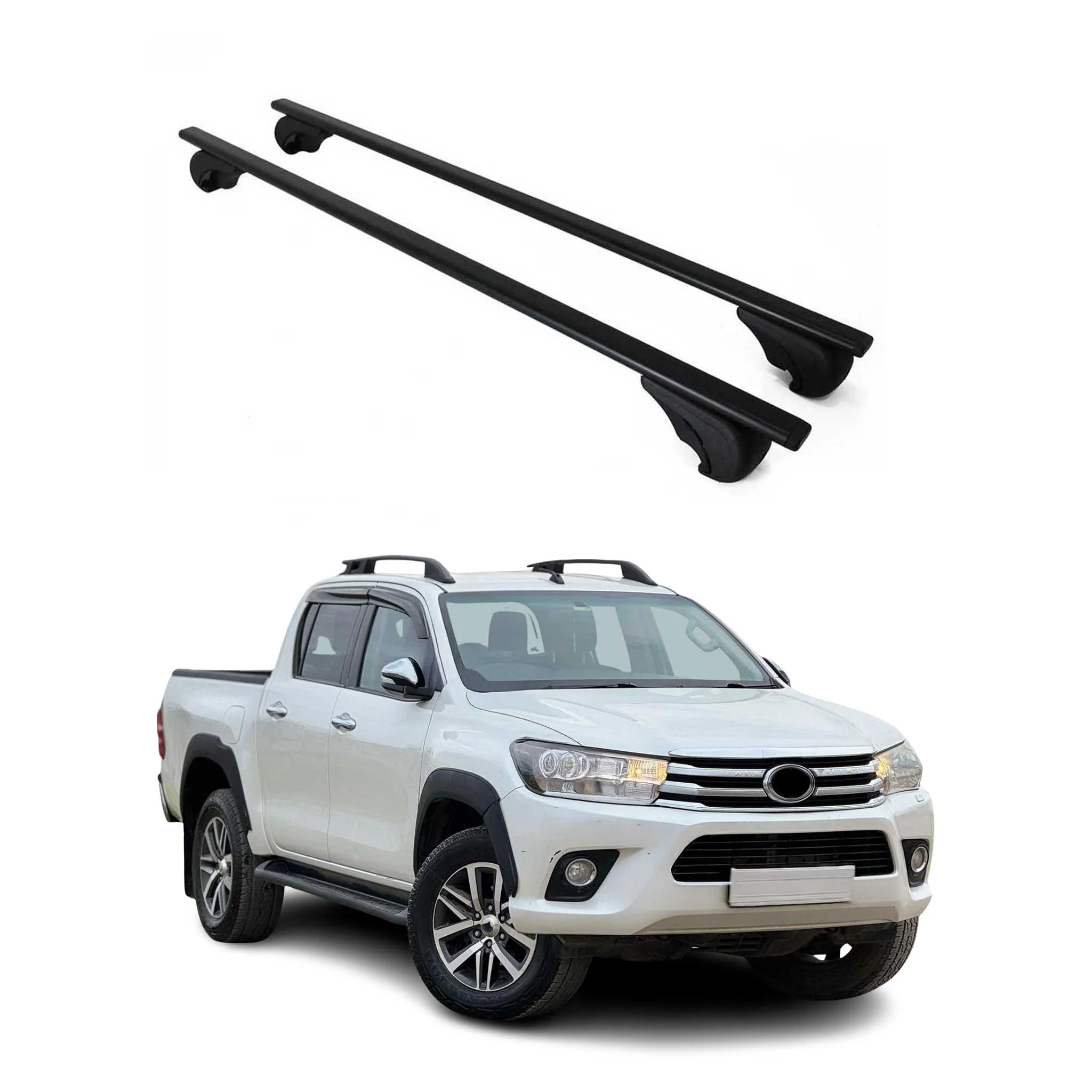 Dachträger Grundtäger für Toyota Hilux 2005-2015 75kg Metall Schwarz 2 tlg