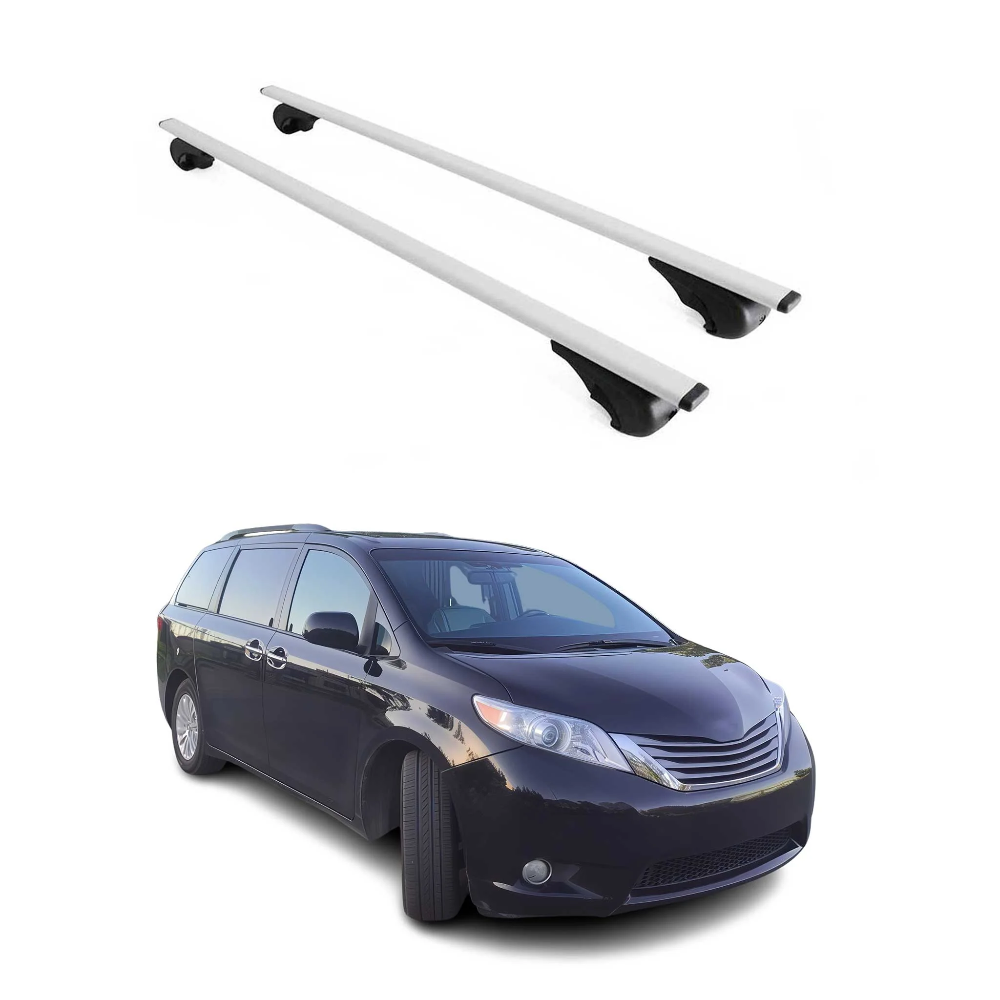 Dachträger Grundtäger für Toyota Sienna 2011-2020 75kg Metall Silber 2 tlg