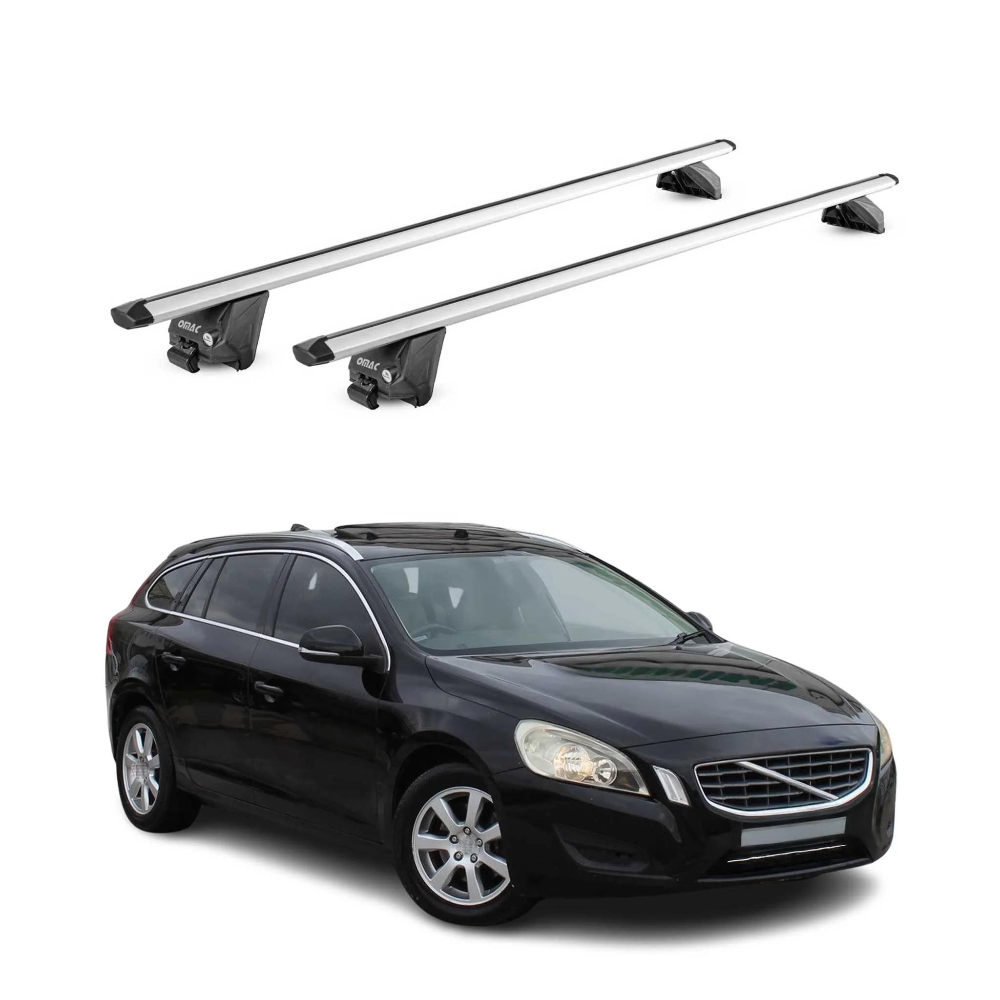 Dachträger für Volvo V60 / Cross Country 2010-2018 100kg Alu Silber 2x ABE