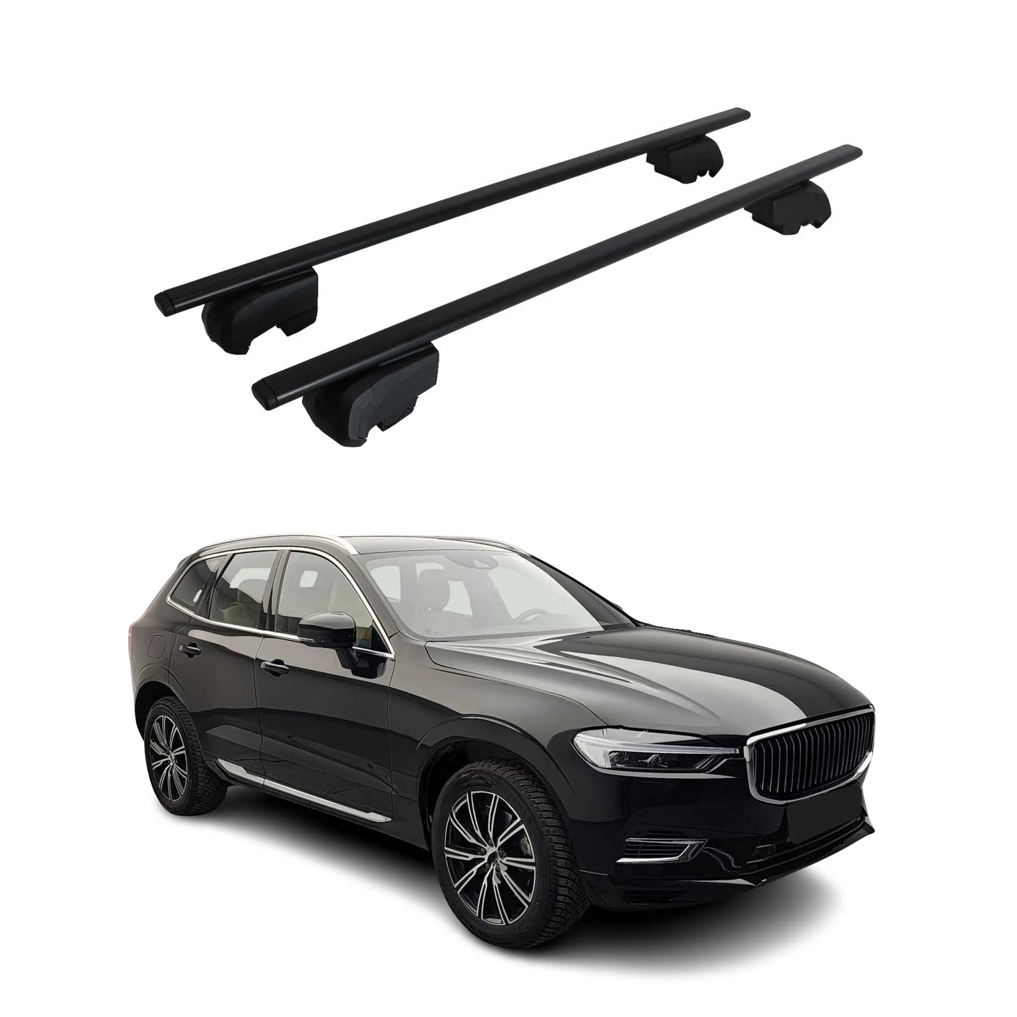 Dachträger Gepäckträger für Volvo XC60 2017-2023 Grundträger ABE Schwarz 2x