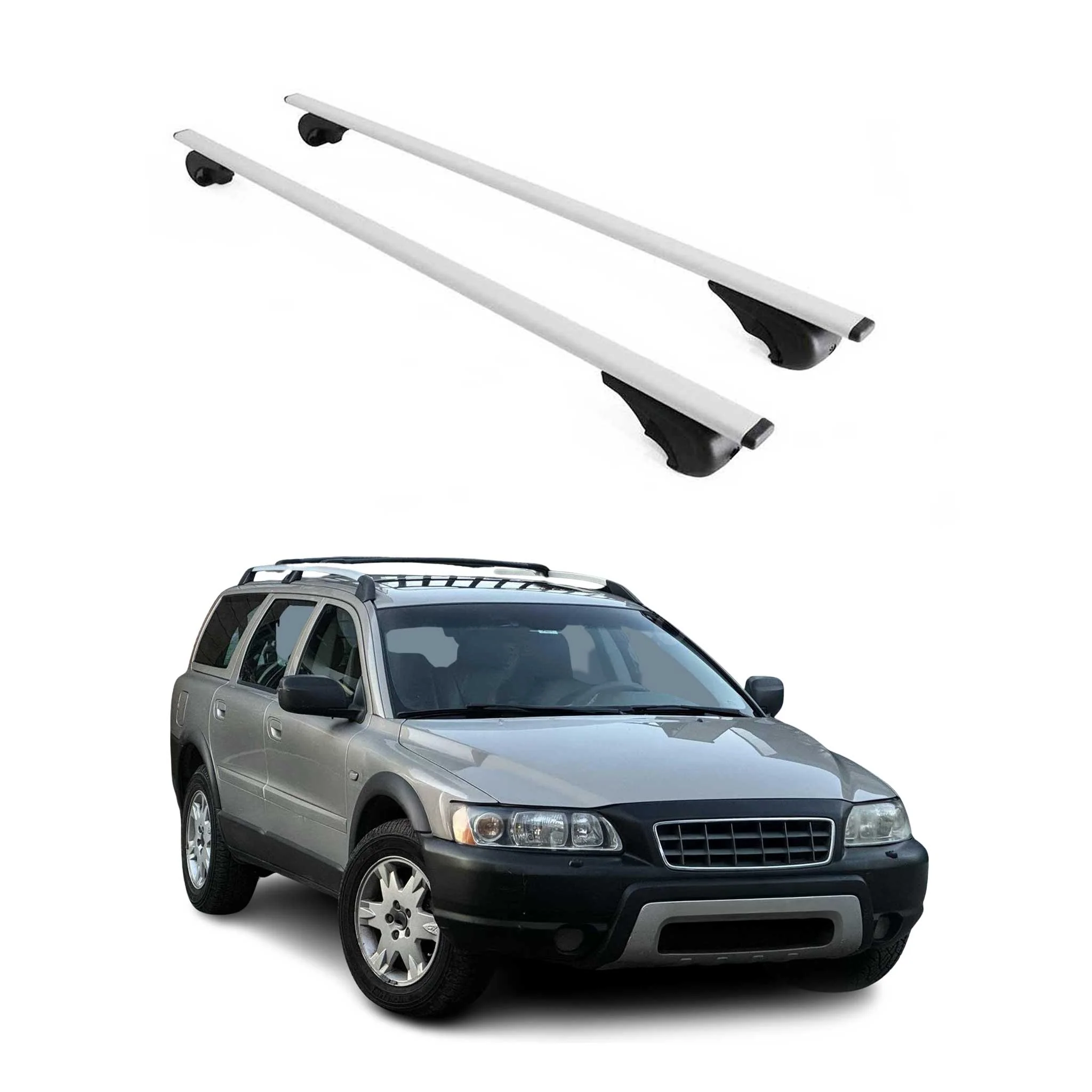 Dachträger Grundtäger für Volvo XC70 mk1 1997-2000 75kg Metall Silber 2 tlg