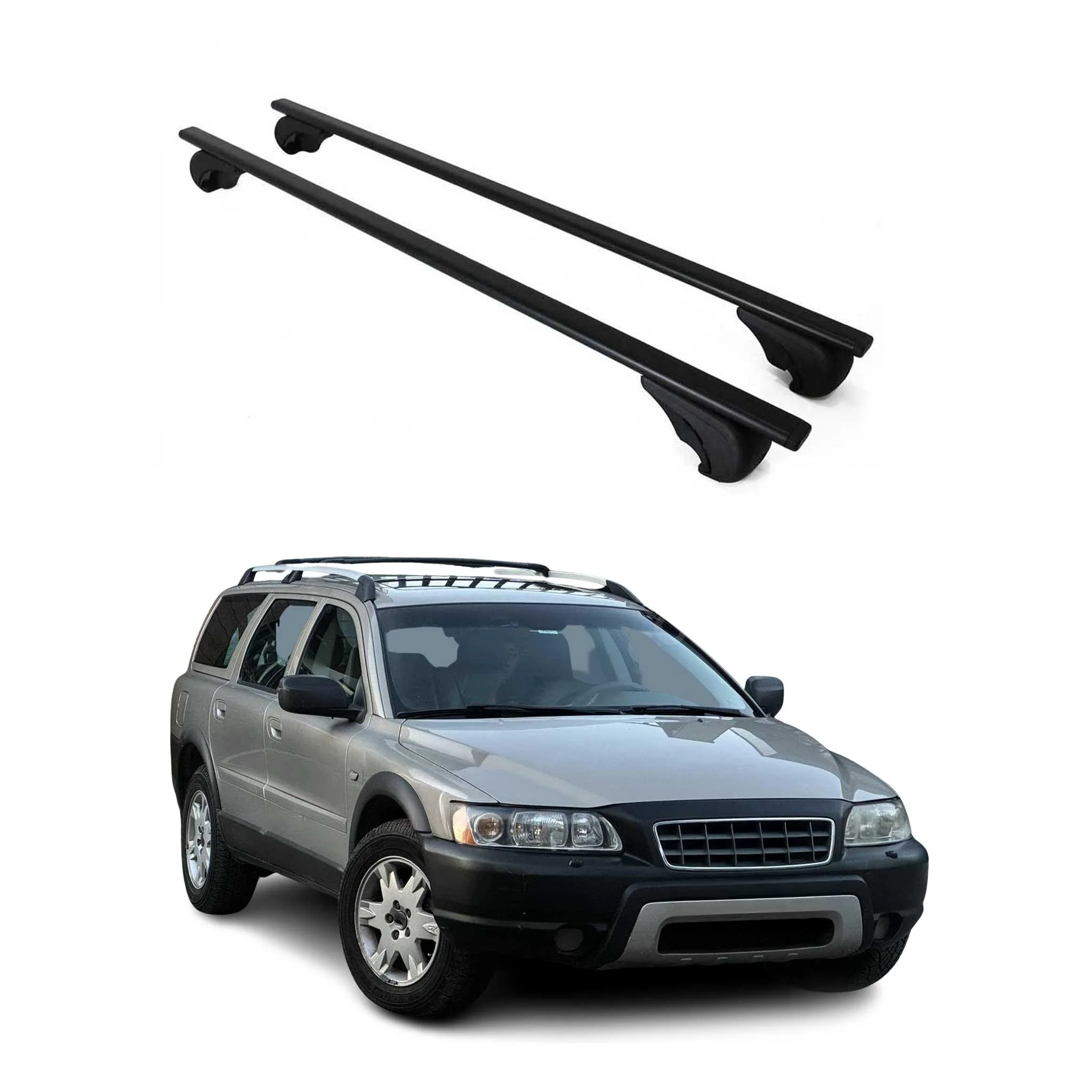 Dachträger Grundtäger für Volvo XC70 mk2 2000-2007 75kg Metall Schwarz 2 tlg