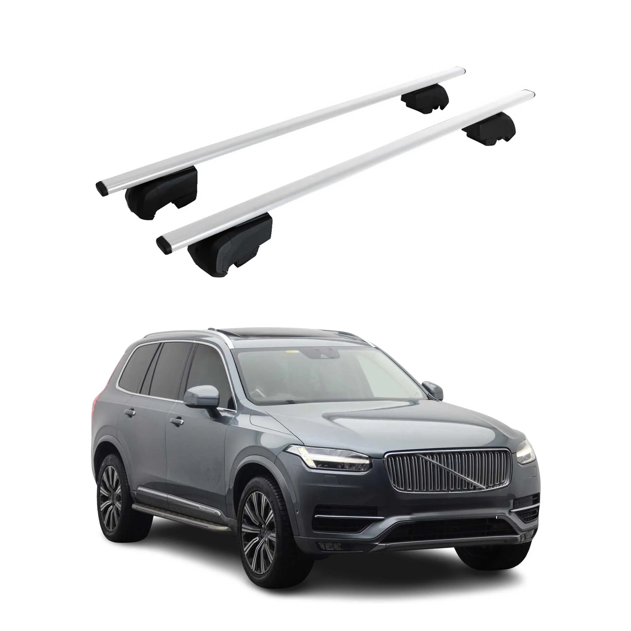 Dachträger Grundtäger für Volvo XC90 2015-2026 75kg Metall Silber 2 tlg