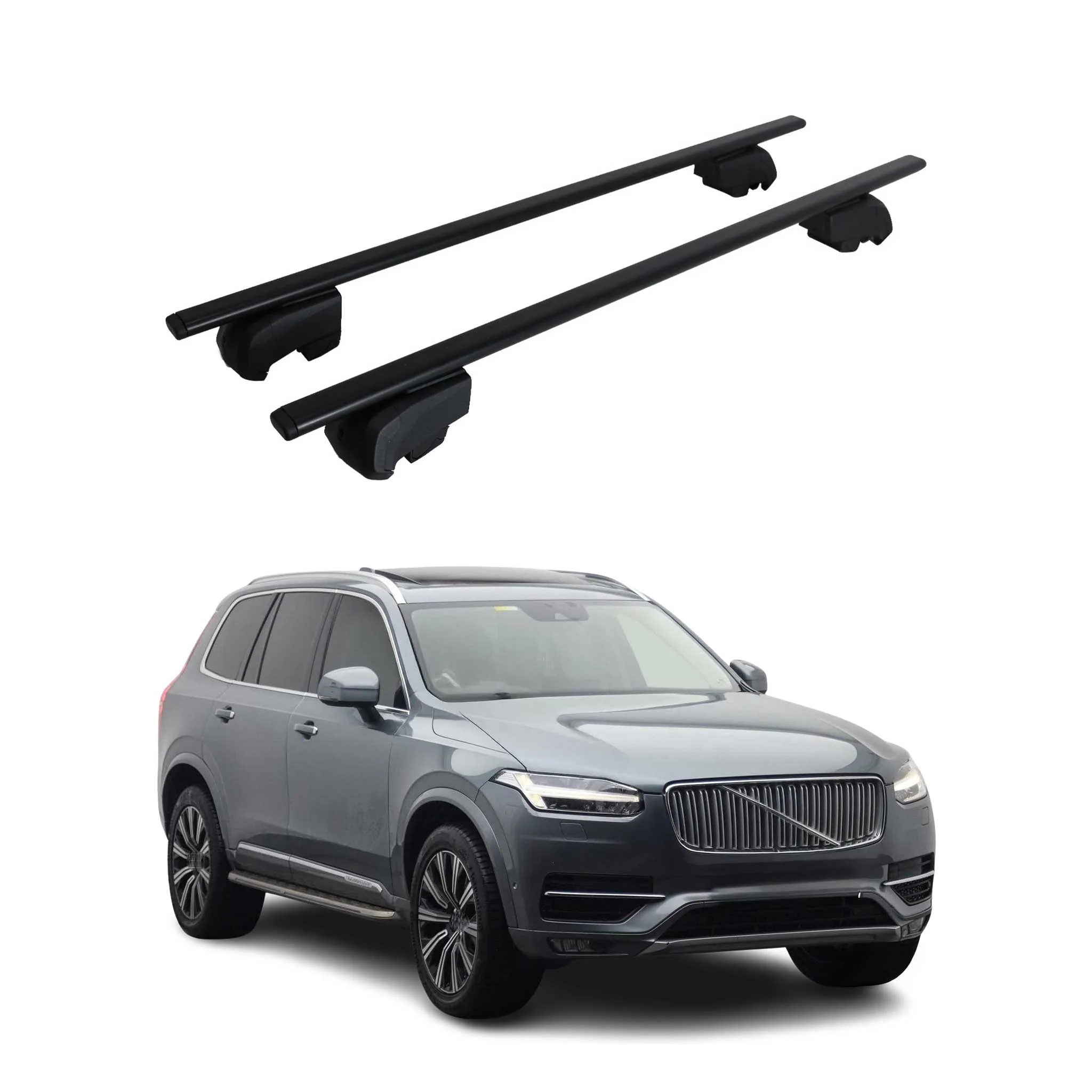 Dachträger Gepäckträger für Volvo XC90 2015-2023 Grundträger ABE Schwarz 2x