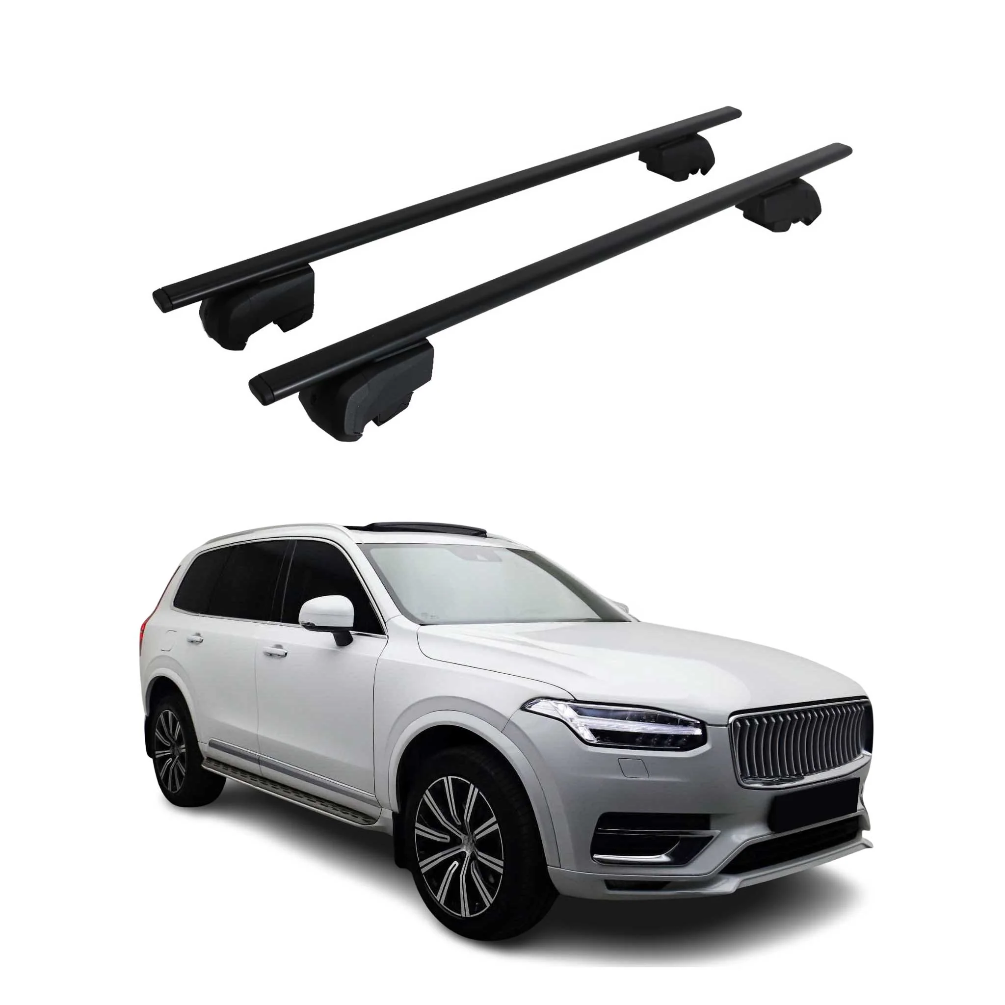 Dachträger Gepäckträger für Volvo XC90 2019-2023 Grundträger ABE Schwarz 2x