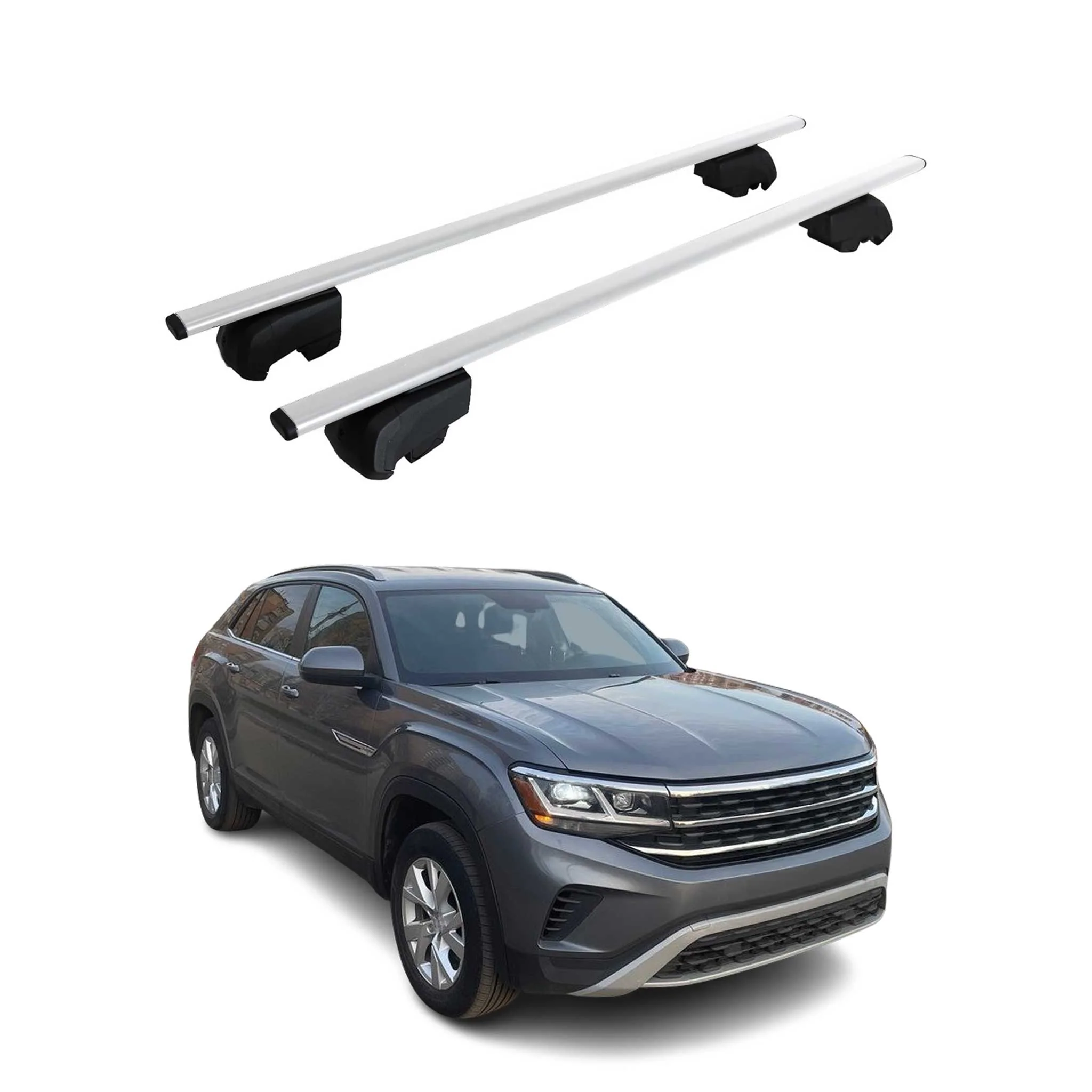 Dachträger Grundtäger für VW Atlas Cross Sport 2019-2026 75kg Metall Silber 2x