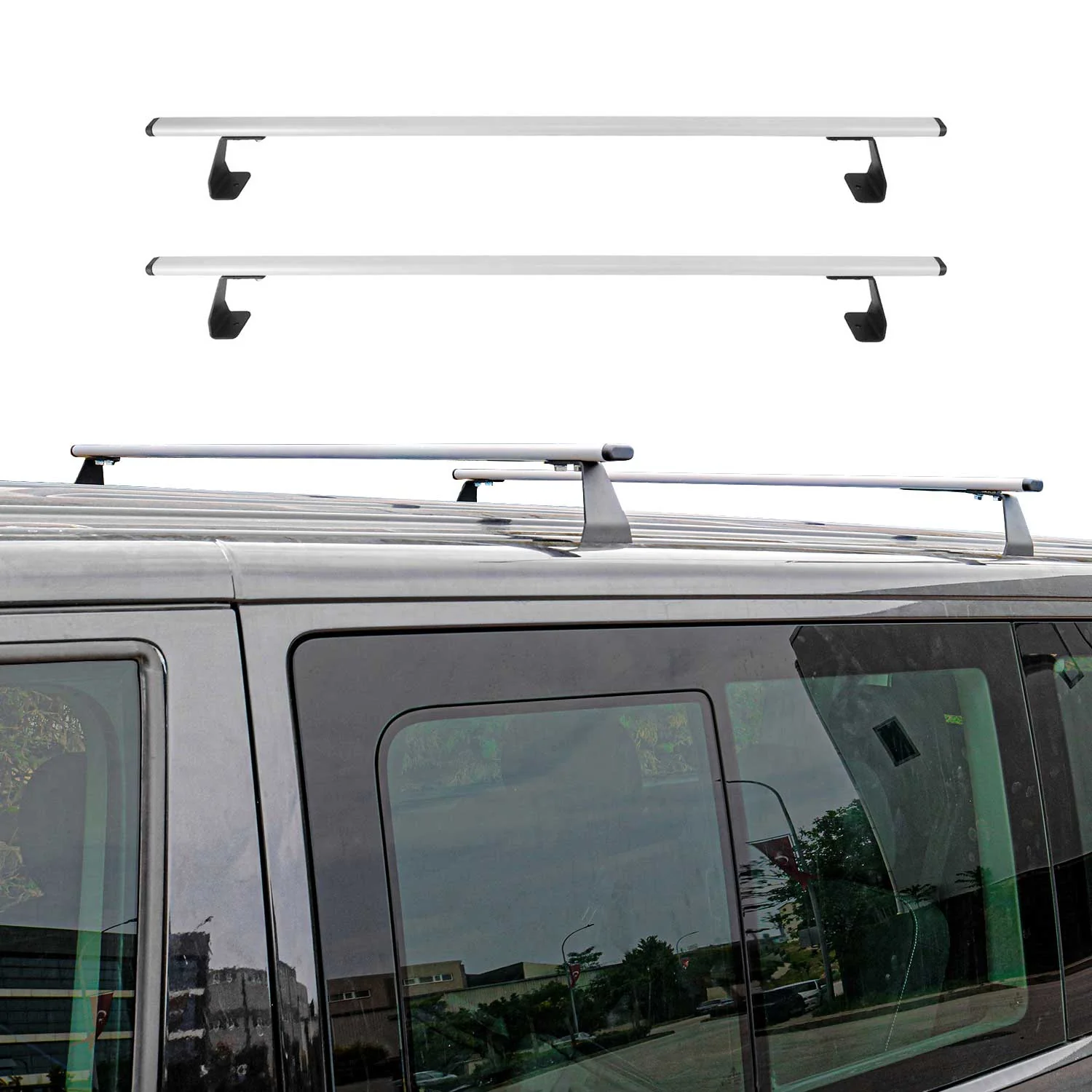 Dachträger Grundtäger für VW T7 Multivan 2021-2026 75kg Stahl Silber 2tlg - Image 2