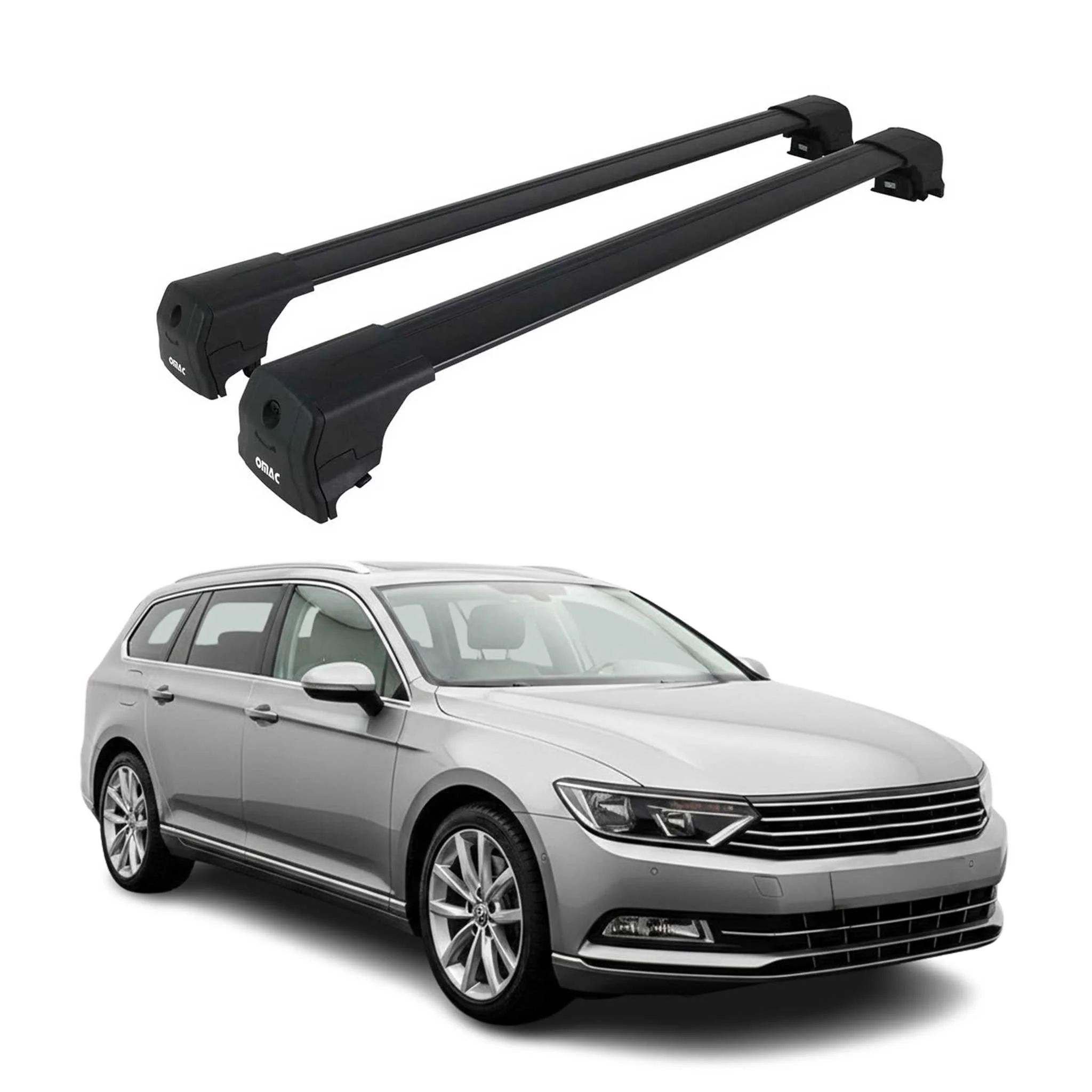 Dachträger Grundtäger für VW Passat B8 Variant 2014-2023 75kg Alu Schwarz 2x