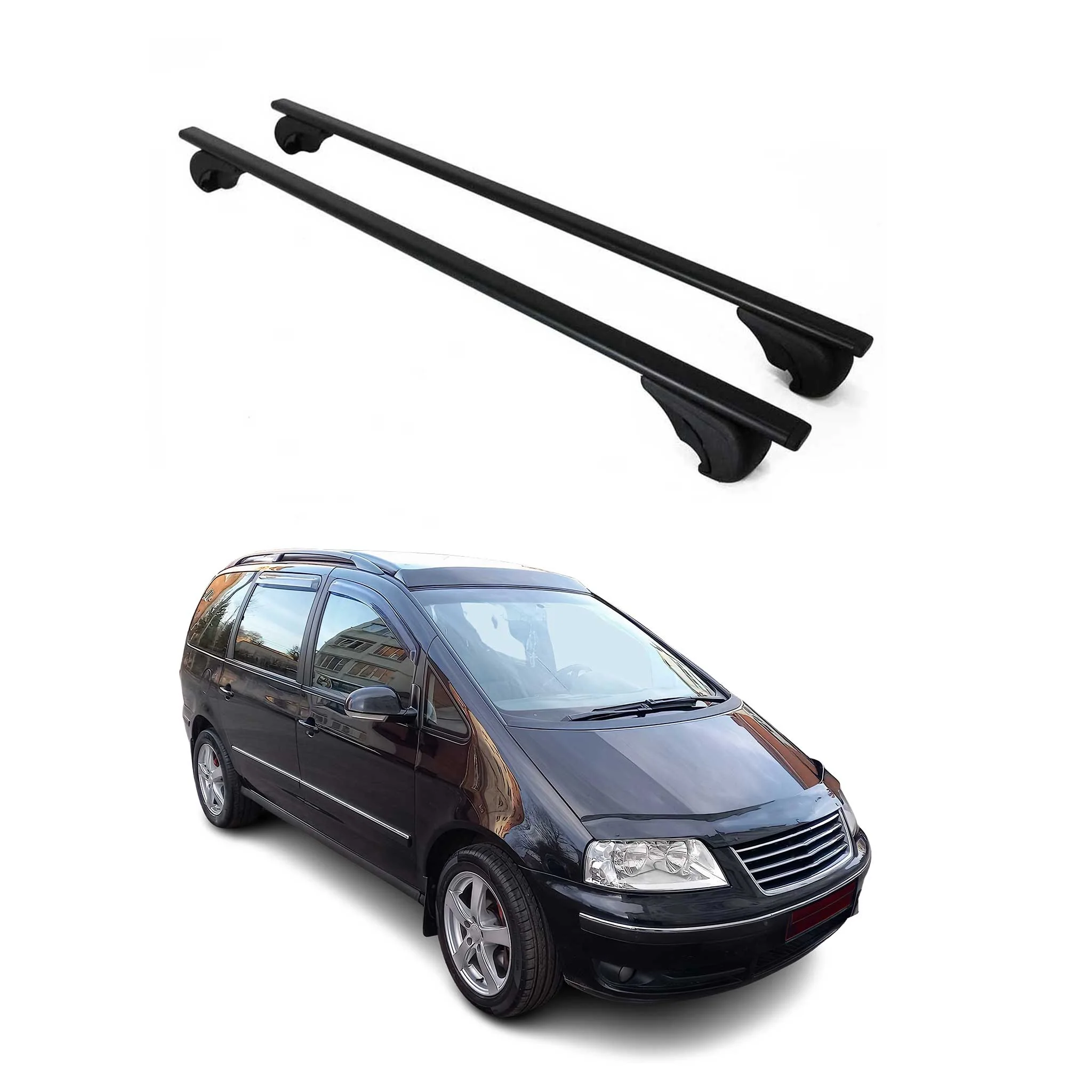 Dachträger Grundtäger für VW Sharan 7M 1995-2010 75kg Metall Schwarz 2 tlg