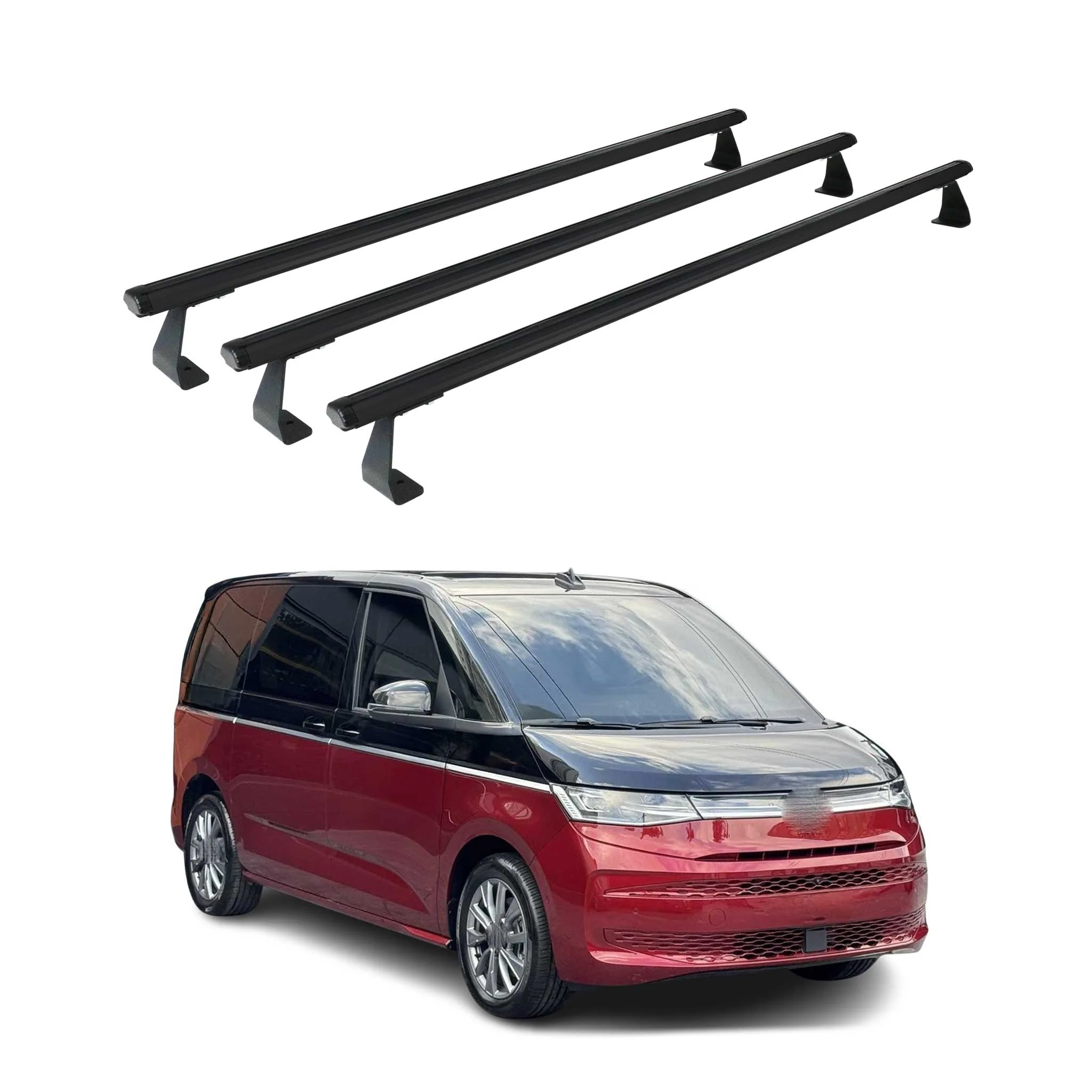 Dachträger Grundtäger für VW T7 Multivan 2021-2026 75kg Aluminium Schwarz 3 tlg