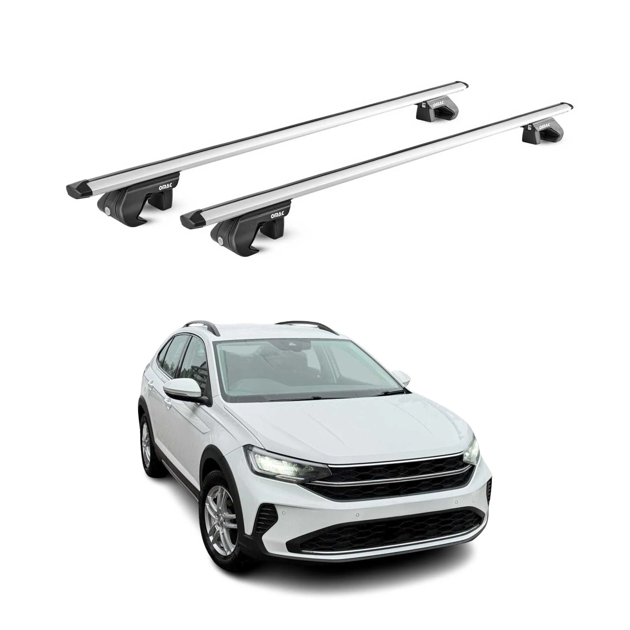 Dachträger Grundtäger für VW Taigo 2021-2026 90kg Aluminium Silber 2 tlg ABE