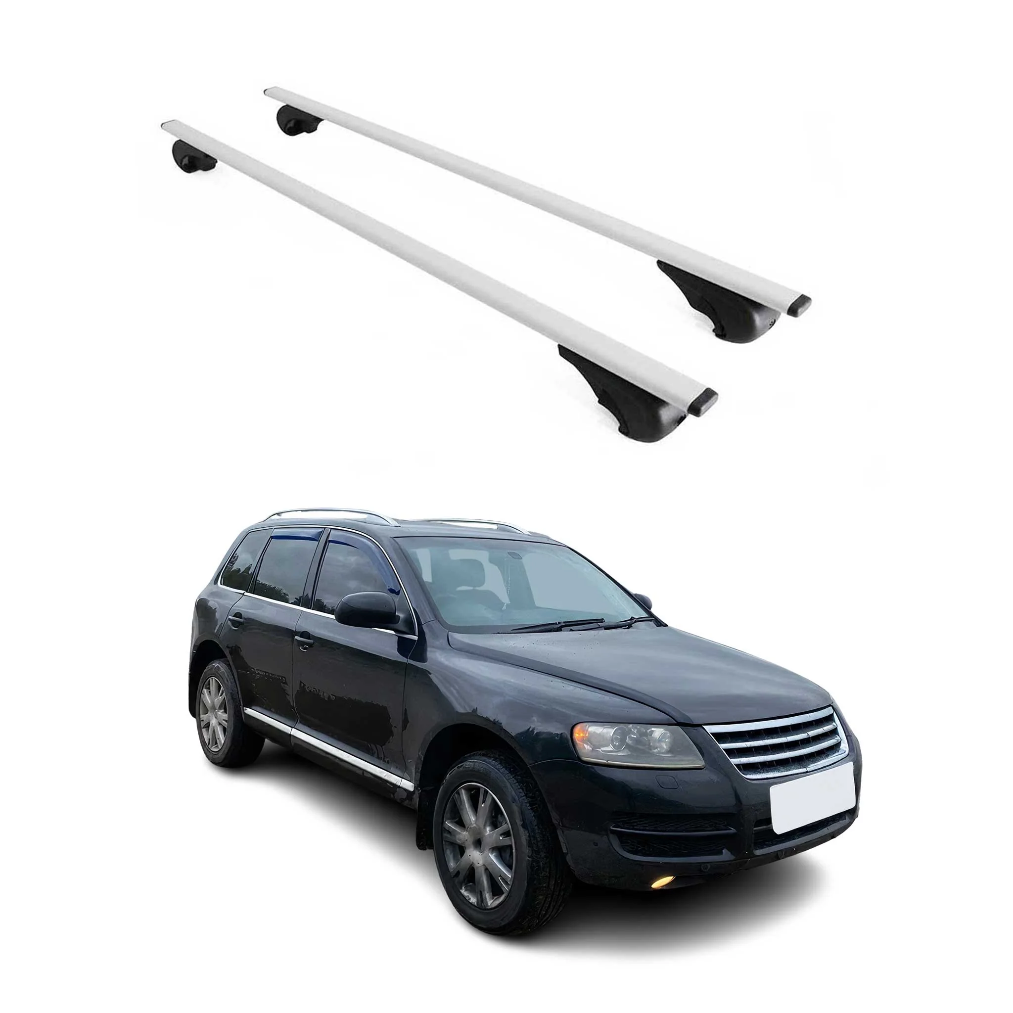 Dachträger Grundtäger für VW Touareg mk1 2002-2010 75kg Metall Silber 2 tlg