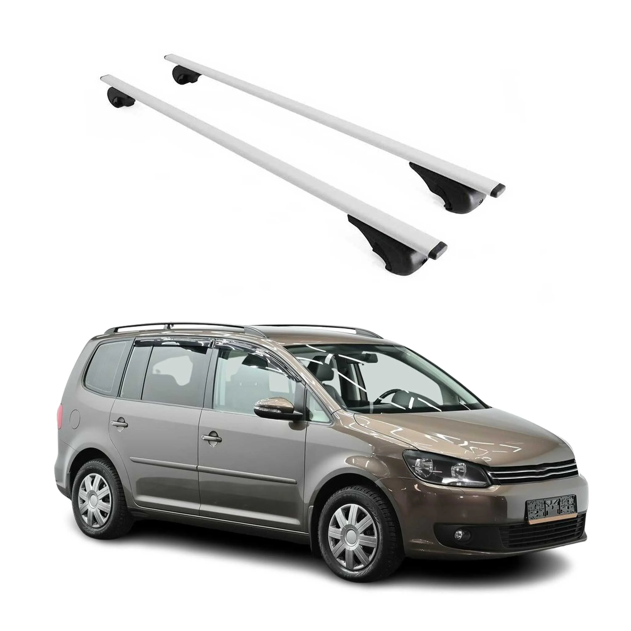 Dachträger Grundtäger für VW Touran mk1 2003-2015 75kg Metall Silber 2 tlg