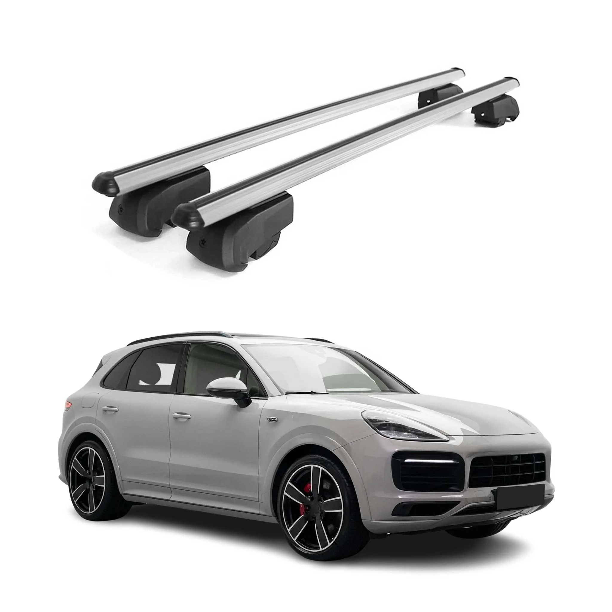 Dachträger Gepäckträger für Porsche Cayenne 2018-2023 ABE Aluminium Grau 2x