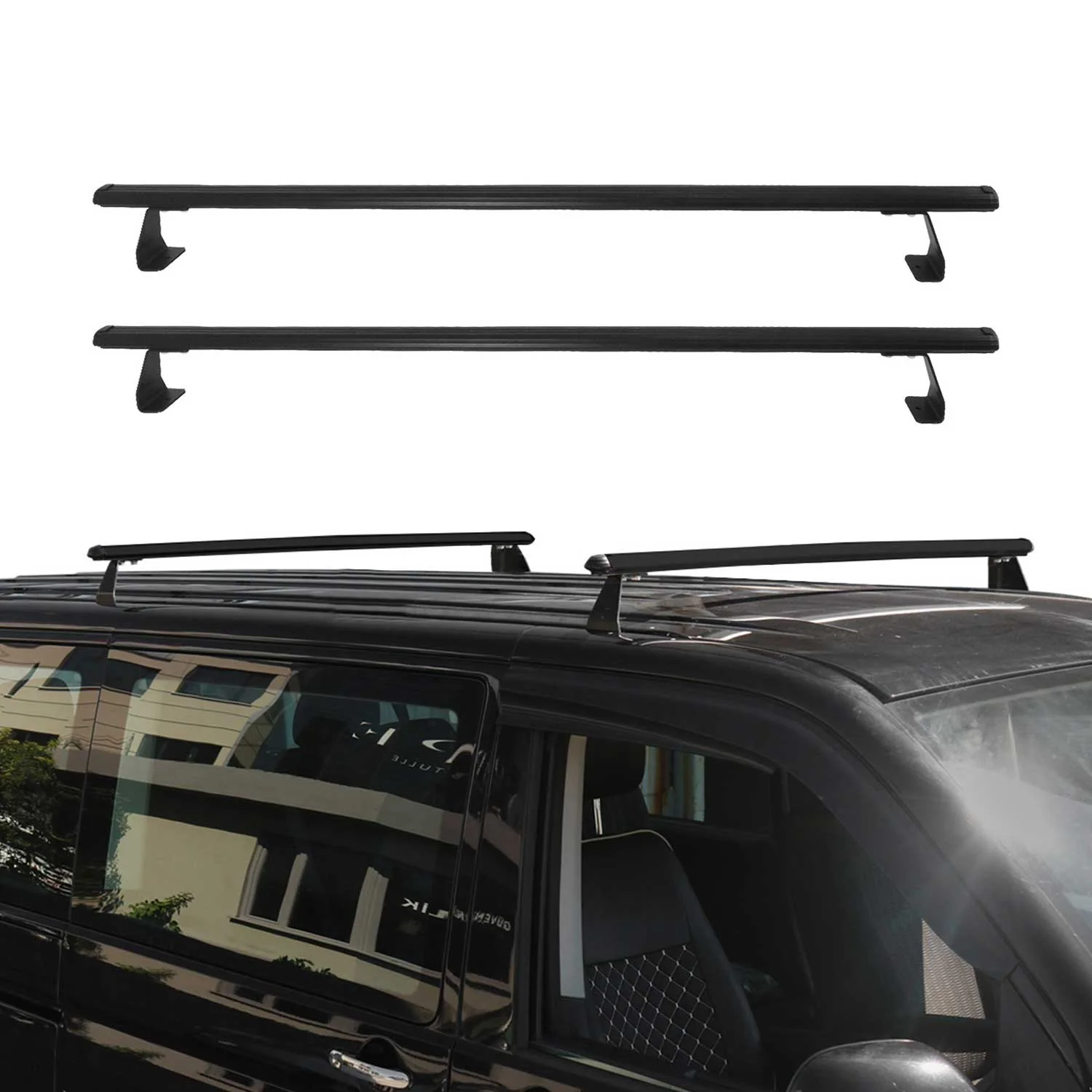Dachträger Grundtäger für Fiat Doblo 2010-2022 75kg Aluminium Schwarz 2 tlg - Image 2