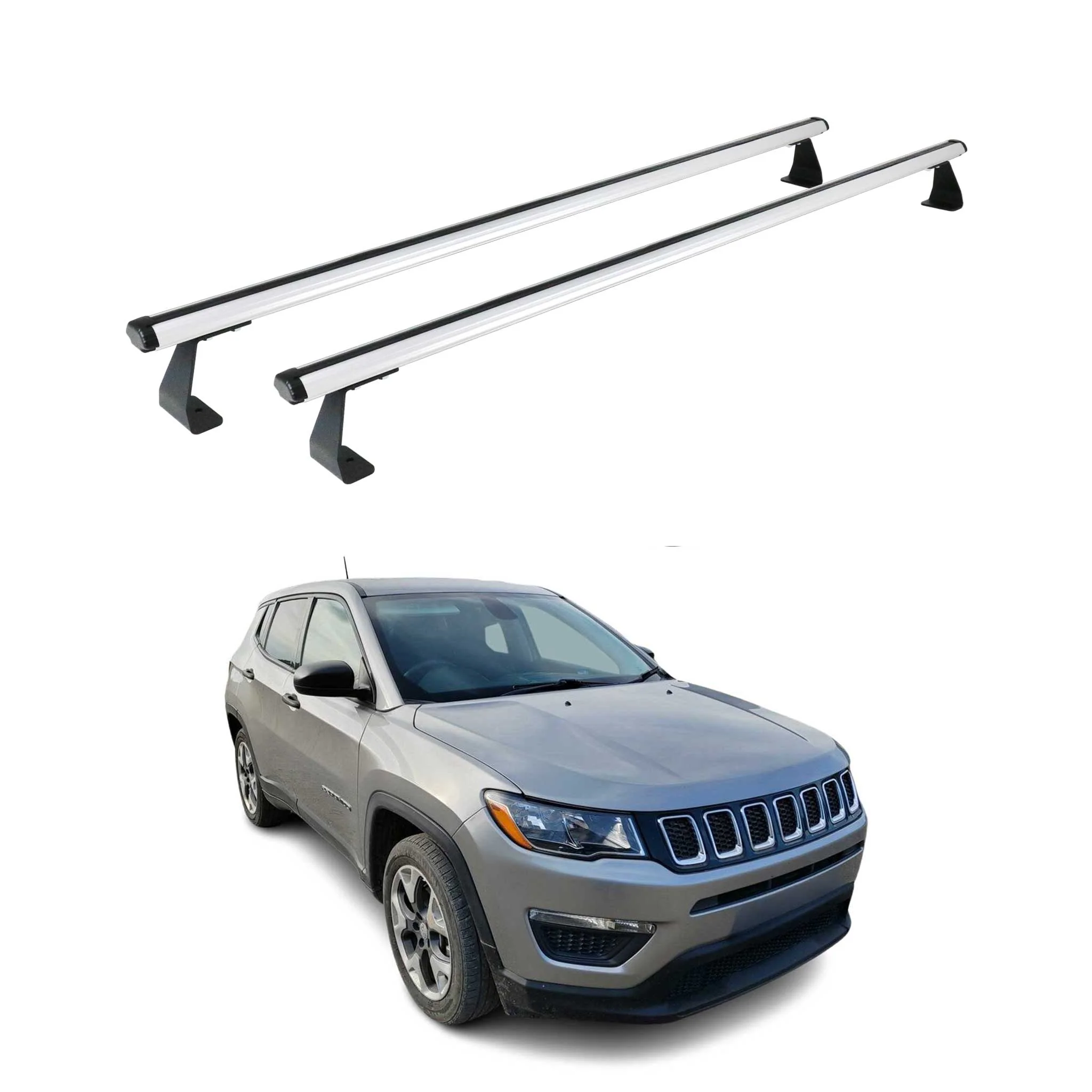 Dachträger Grundtäger für Jeep Compass 2017-2025 75kg Aluminium Silber 2x