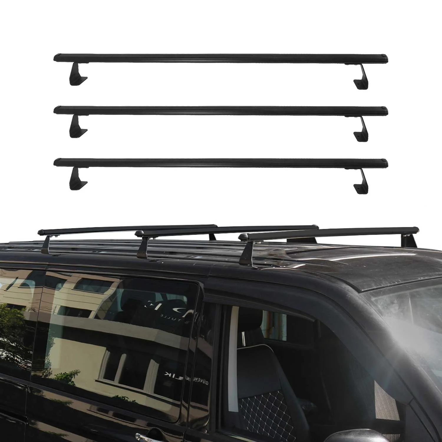 Dachträger Grundtäger für Mercedes Vito W639 2003-2014 75kg Alu Schwarz 3 tlg - Image 2