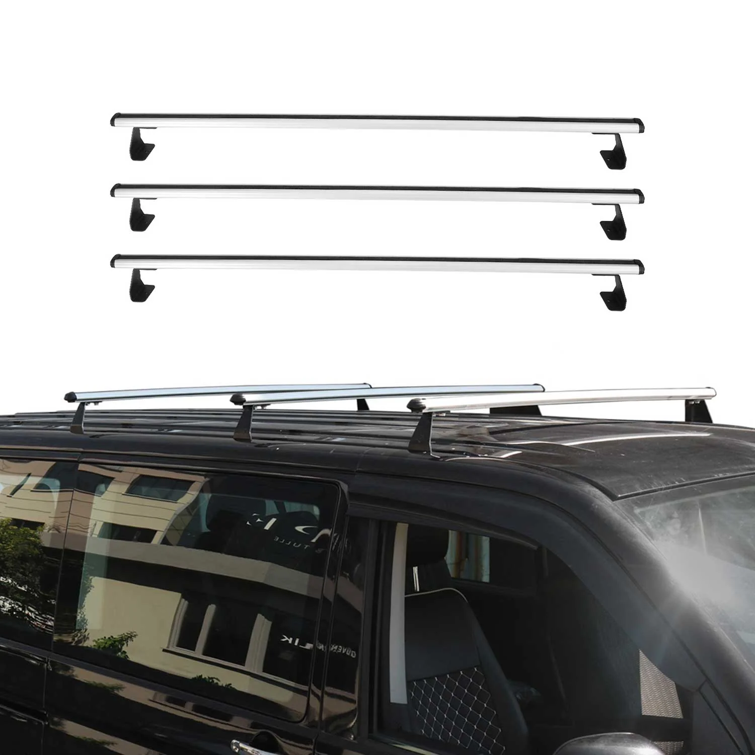 Dachträger Grundtäger für Opel Vivaro A 2001-2014 75kg Aluminium Silber 3 tlg - Image 2