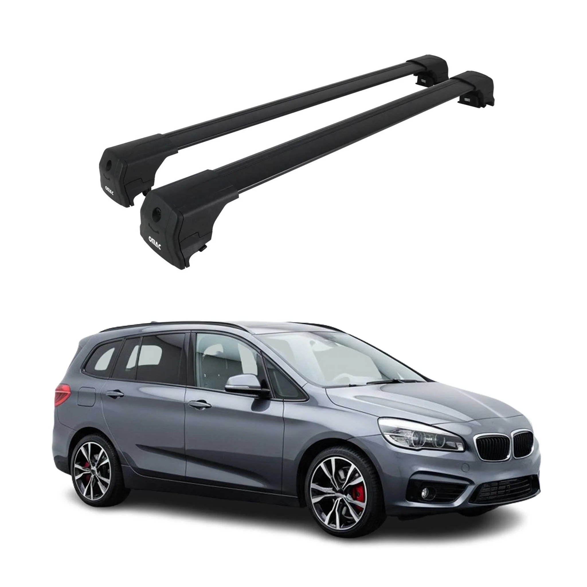 Dachträger Grundtäger für BMW 2er Gran Tourer F46 2014-2021 Alu Schwarz 2 tlg