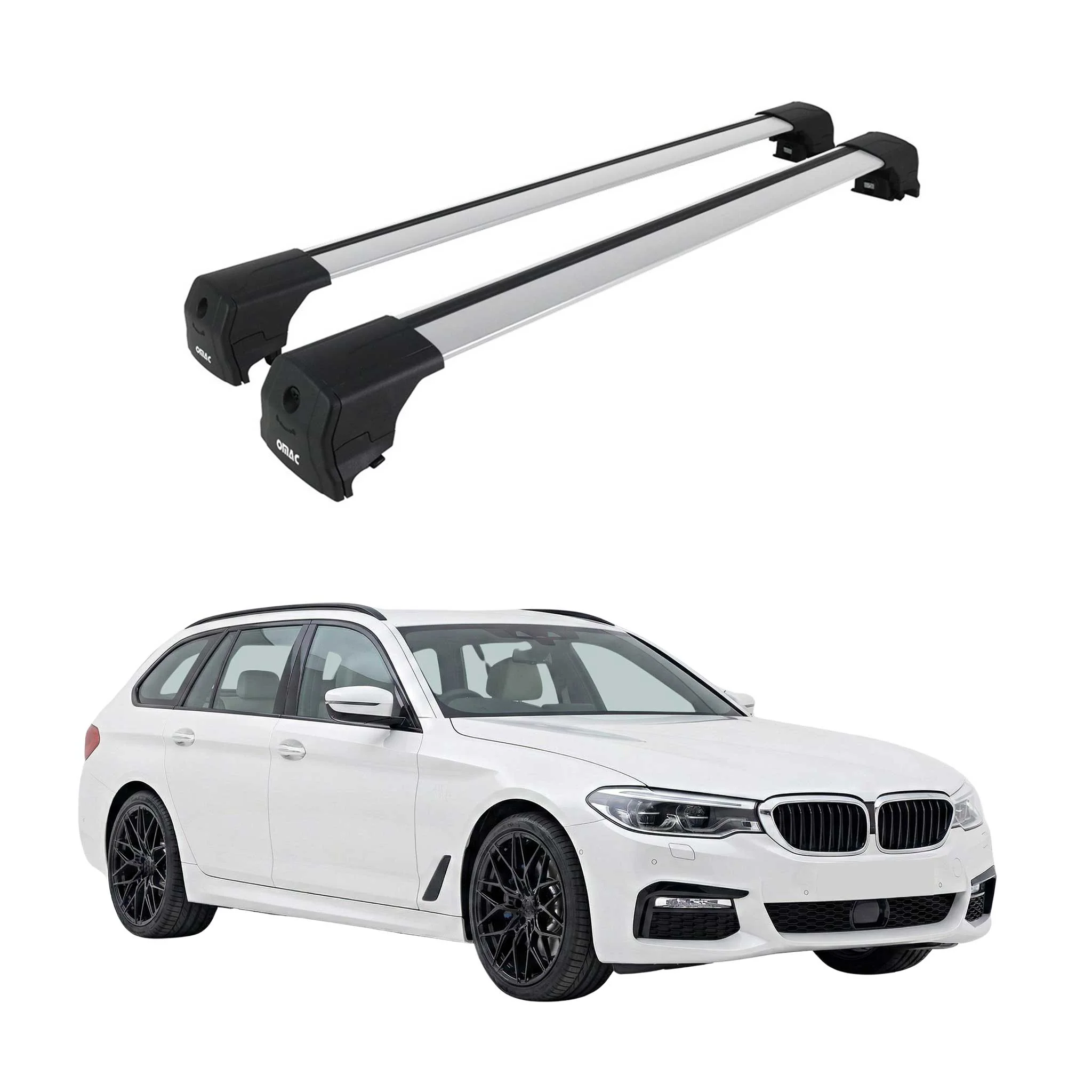 Dachträger Grundtäger für BMW 5er Touring G31 2017-2023 Aluminium Silber 2 tlg