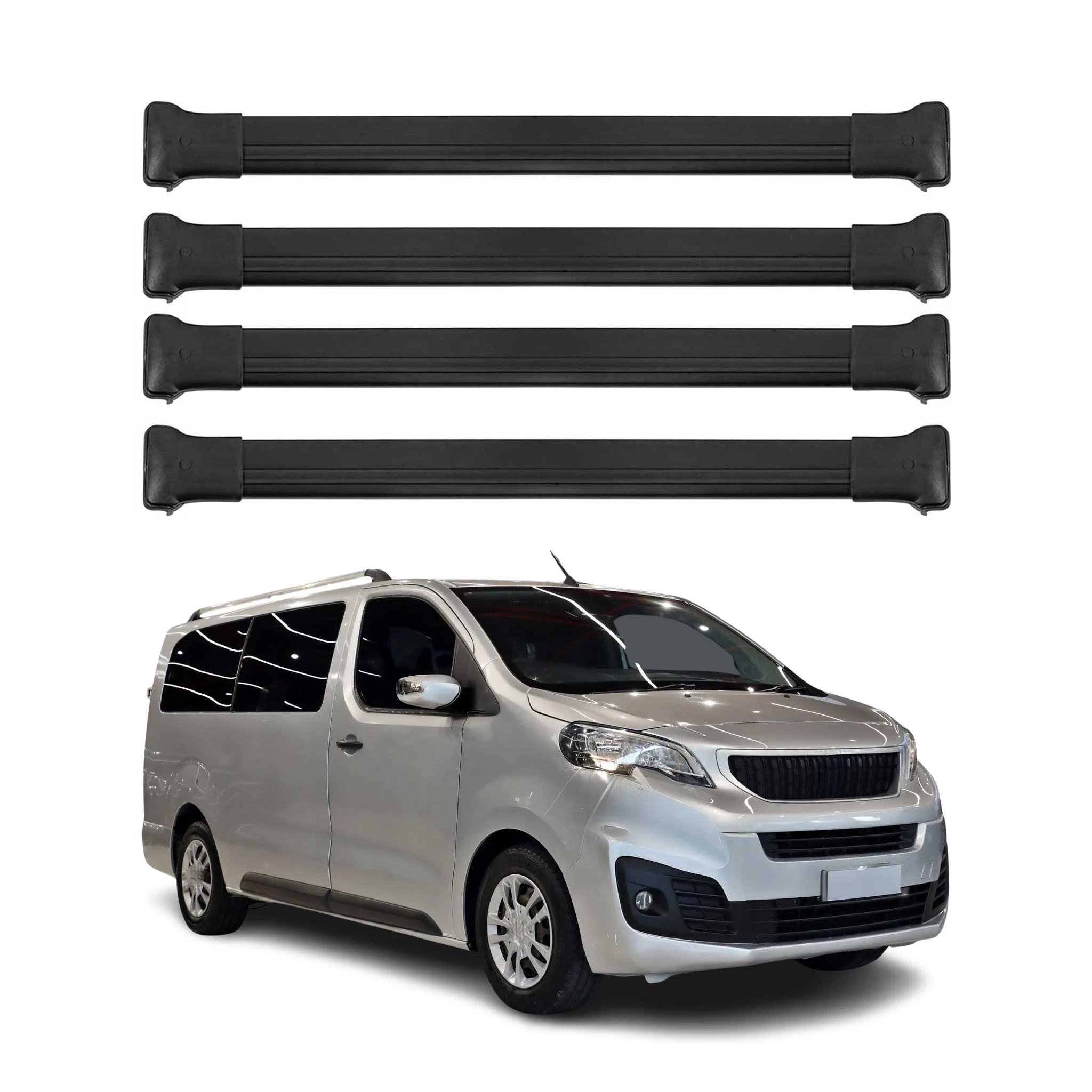 Dachträger Grundtäger für Fiat Scudo 2022-2026 75kg Aluminium Schwarz 4 tlg