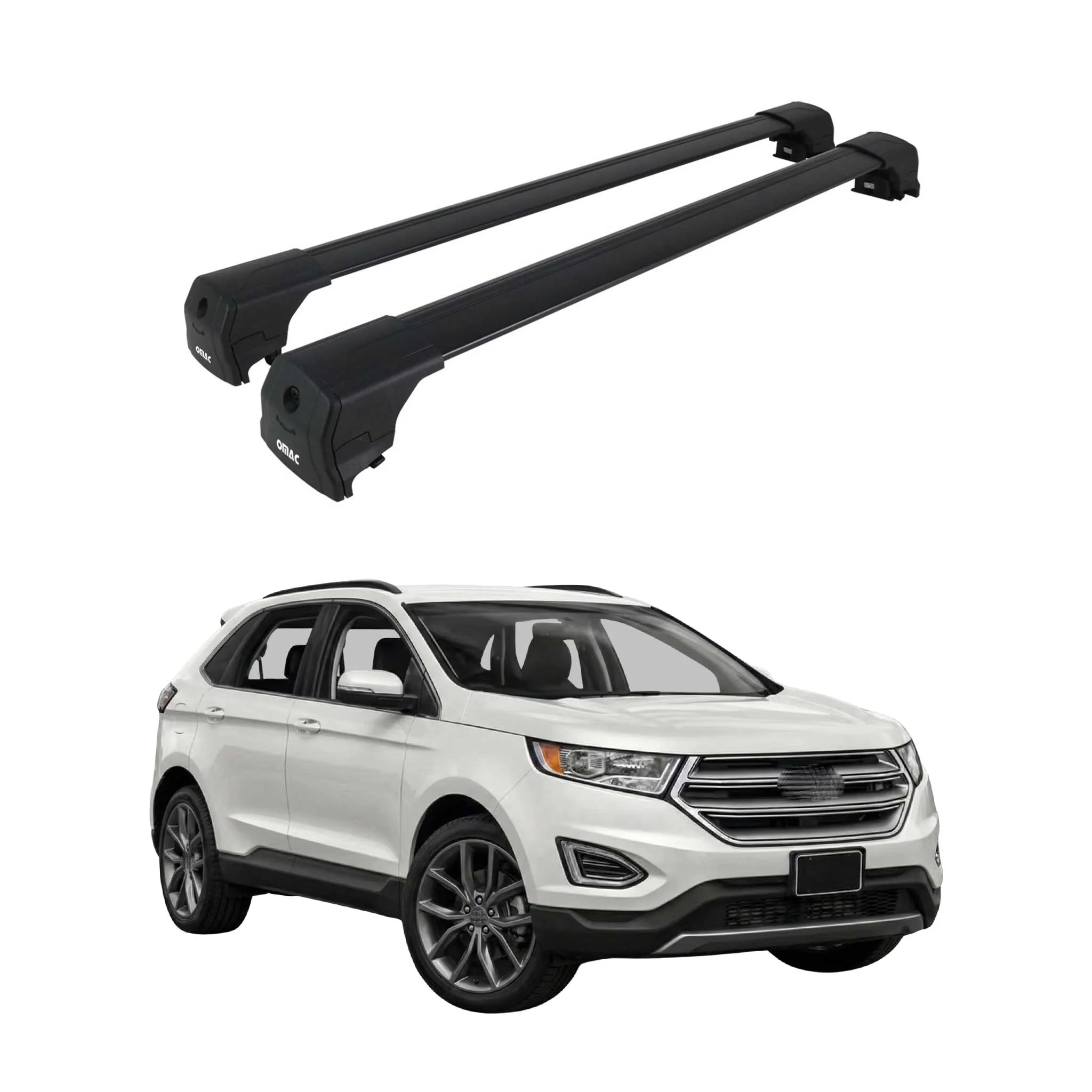 Dachträger Grundtäger für Ford Edge II 2015-2023 75kg Aluminium Schwarz 2 tlg