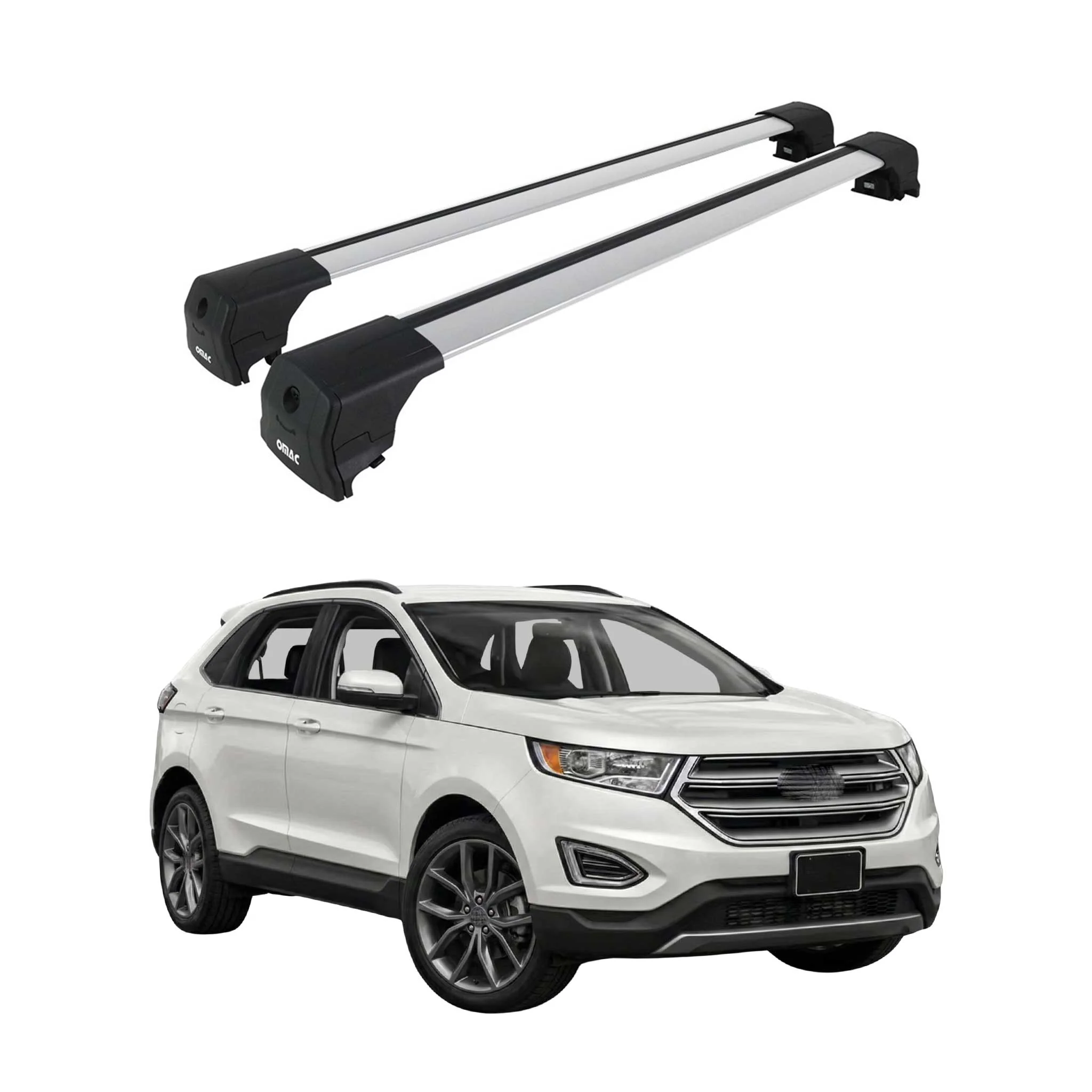 Dachträger Grundtäger für Ford Edge II 2015-2023 75kg Aluminium Silber 2 tlg