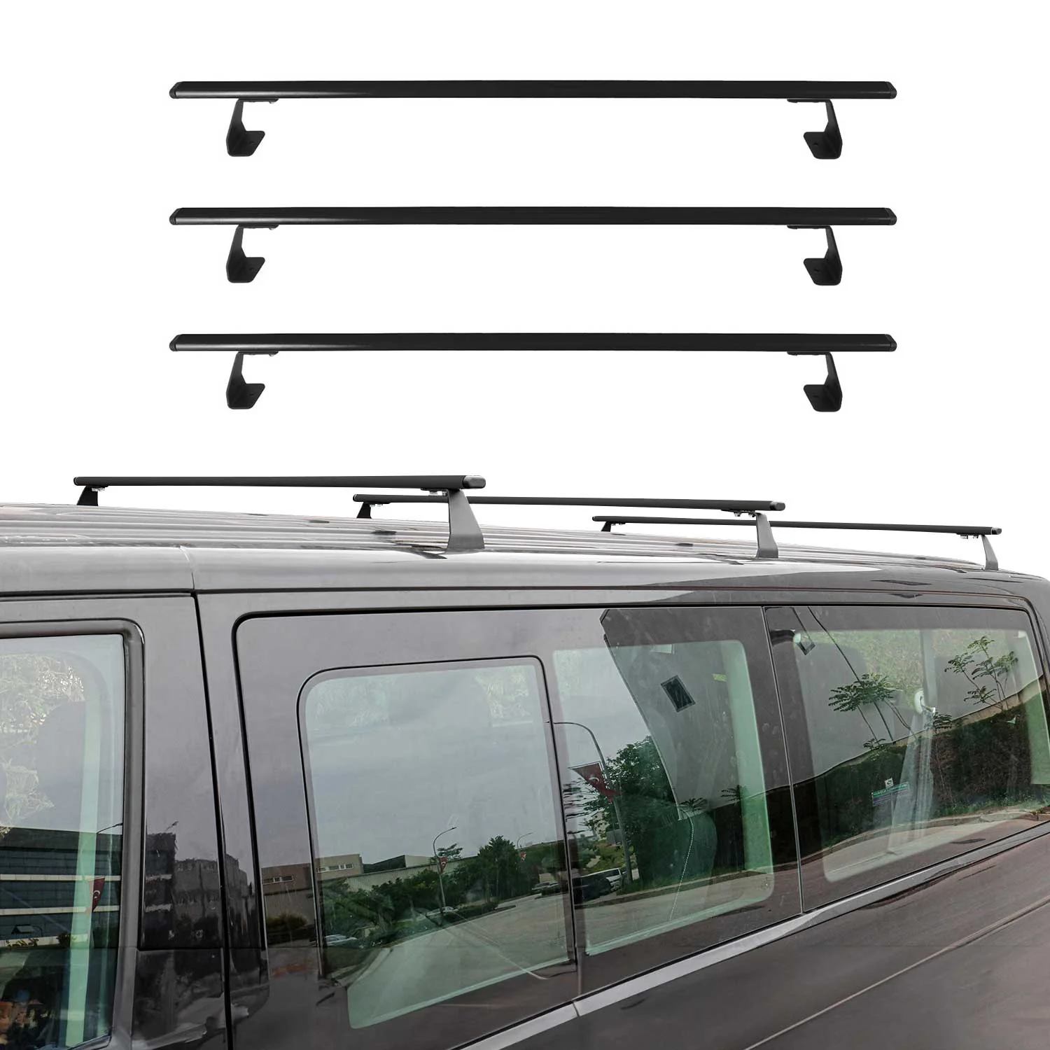 Dachträger Grundtäger für Ford Tourneo Connect III 2022-2026 75kg Schwarz 3 tlg - Image 2