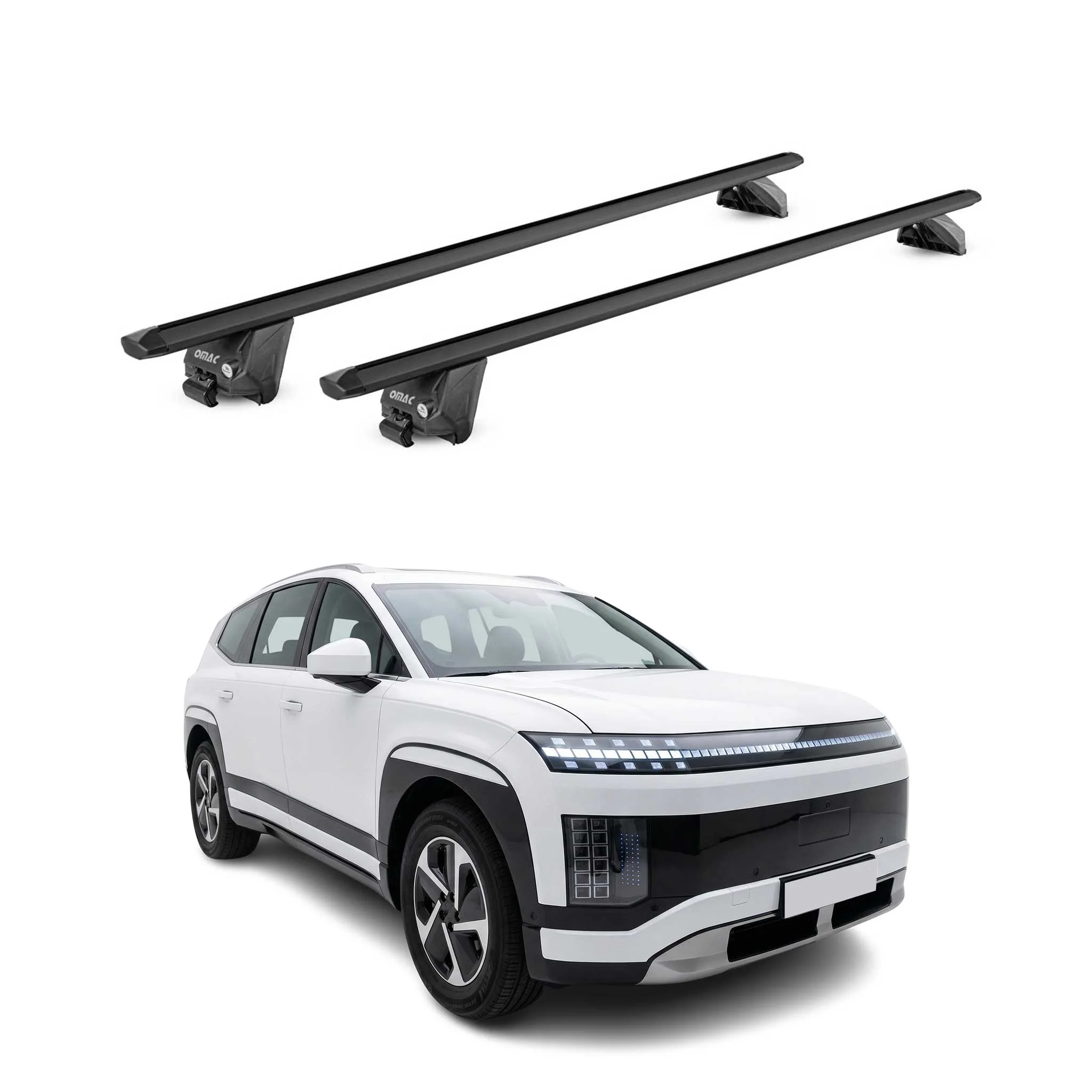 Dachträger Grundtäger für Hyundai Ioniq 9 2025-2026 100kg Alu Schwarz 2 tlg ABE