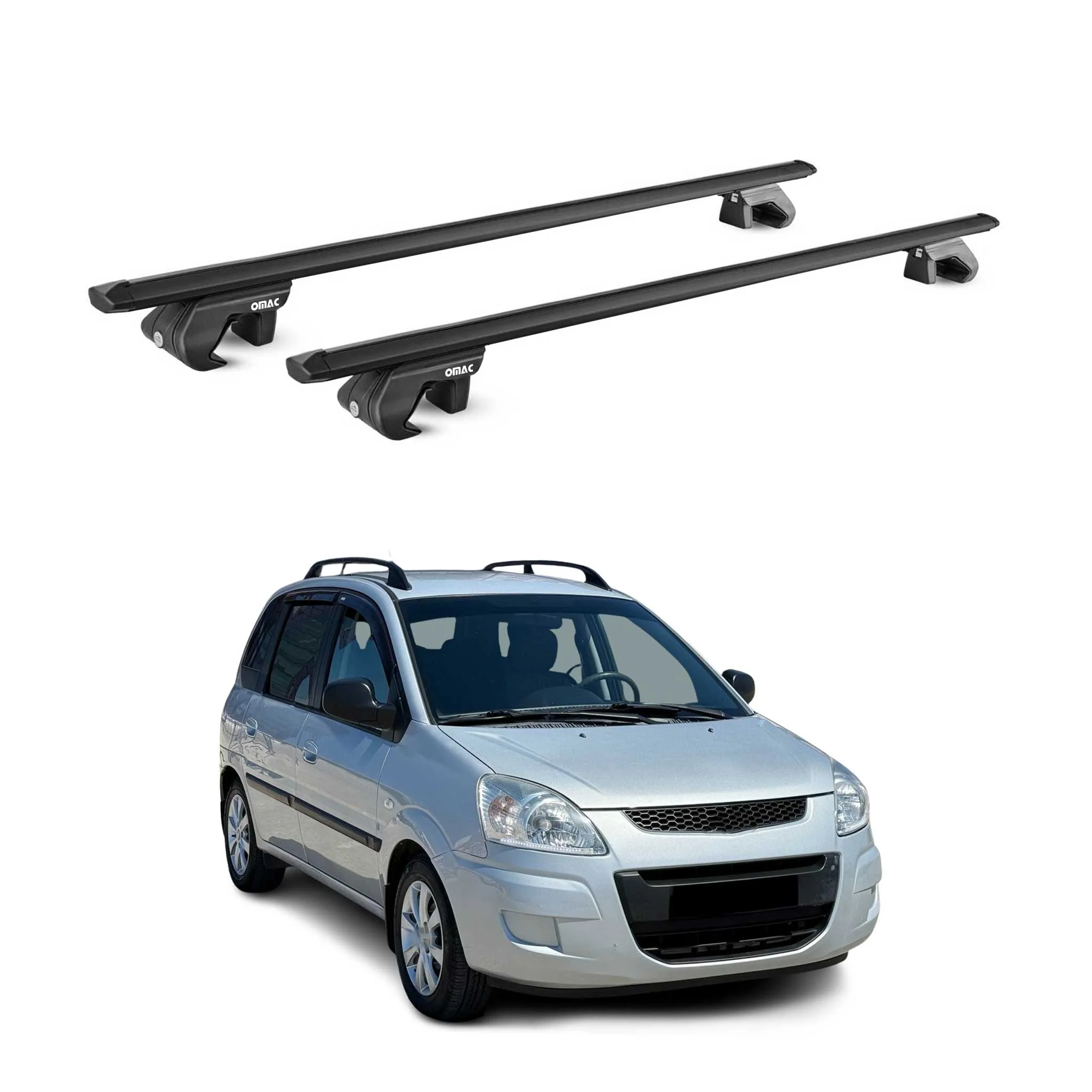 Dachträger Grundtäger für Hyundai Matrix 2001-2010 90kg Aluminium Schwarz ABE