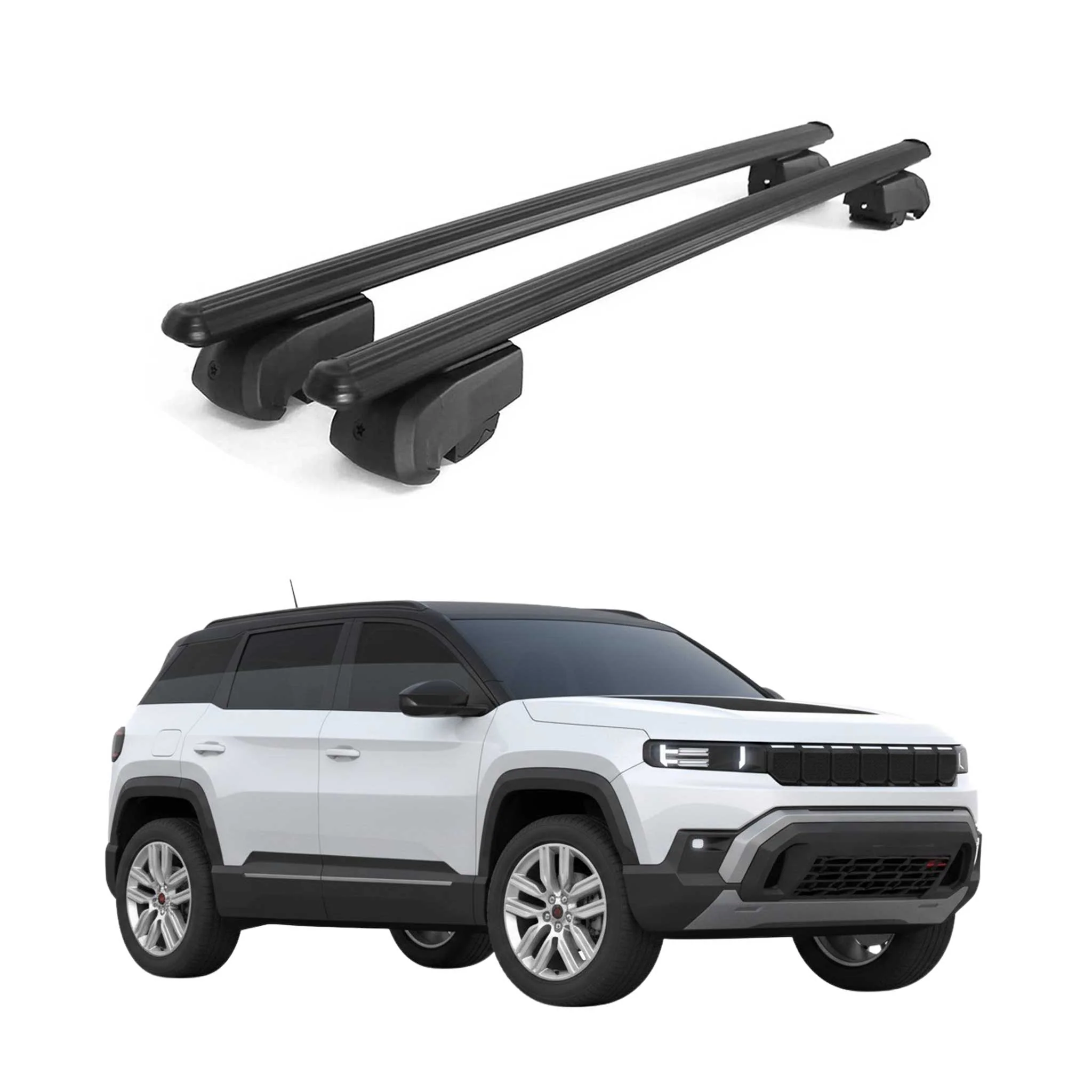 Dachträger Grundtäger für Jeep Compass III J4U ab 2026 75kg Aluminium Schwarz 2x