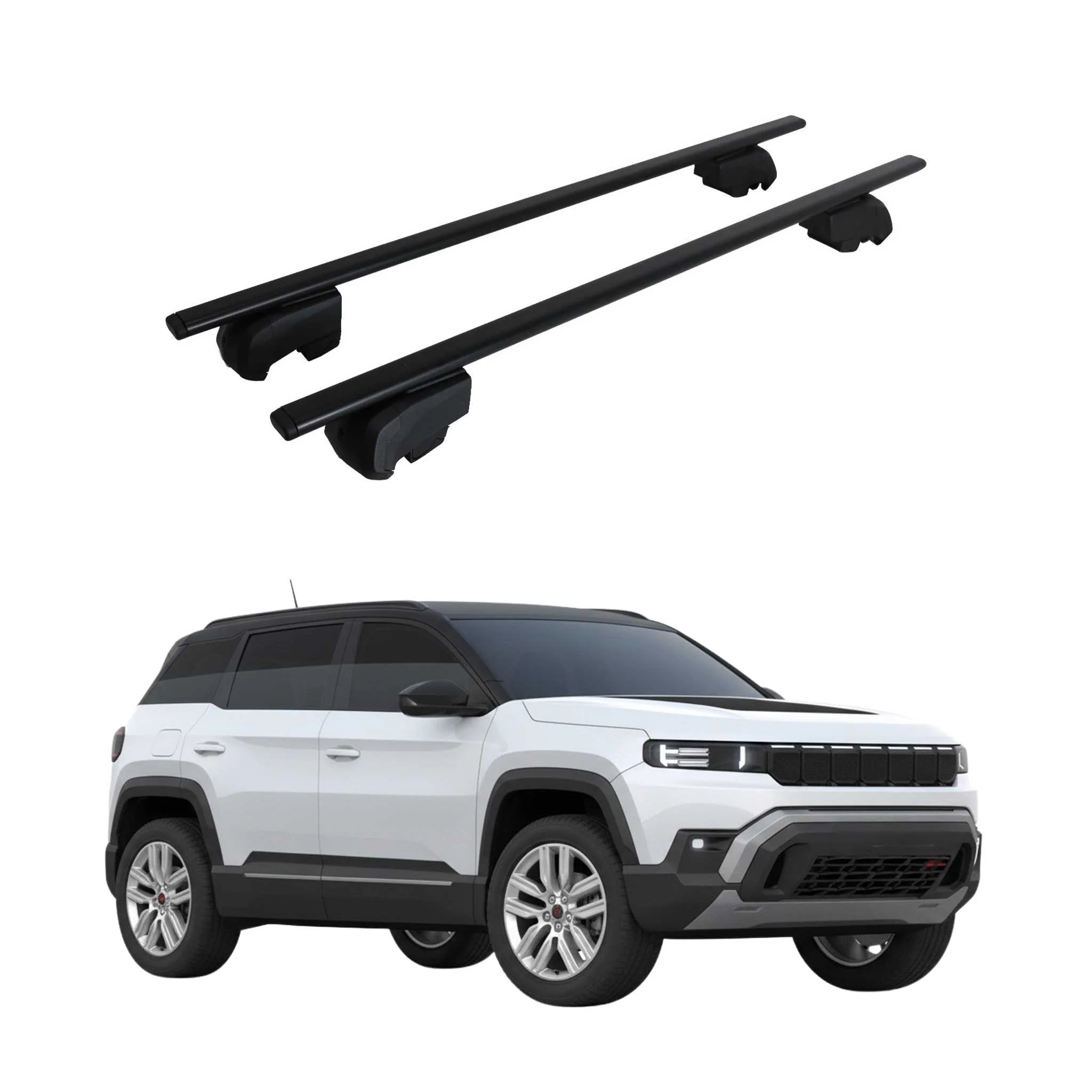 Dachträger Grundtäger für Jeep Compass III J4U ab 2026 75kg Metall Schwarz 2 tlg
