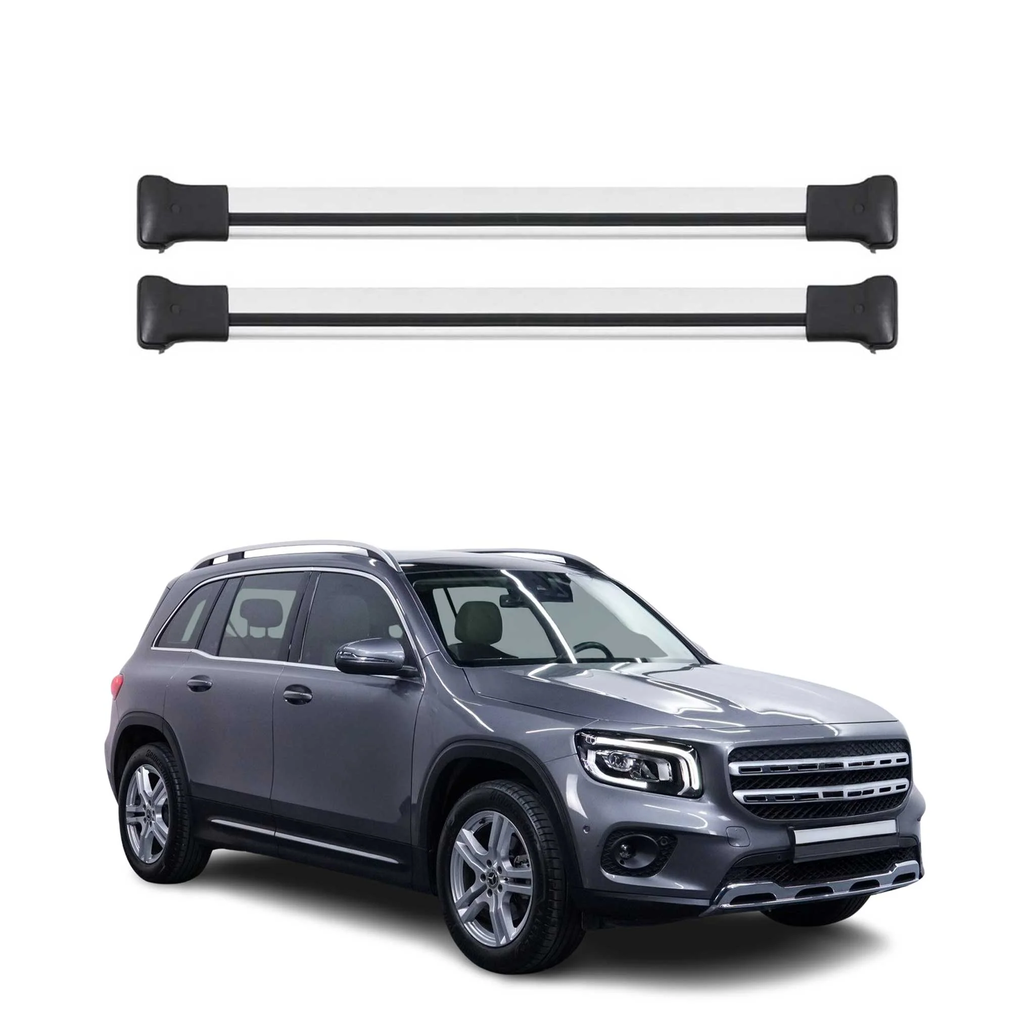 Dachträger Grundtäger für Mercedes GLB X247 2019-2026 75kg Aluminium Silber 2tlg