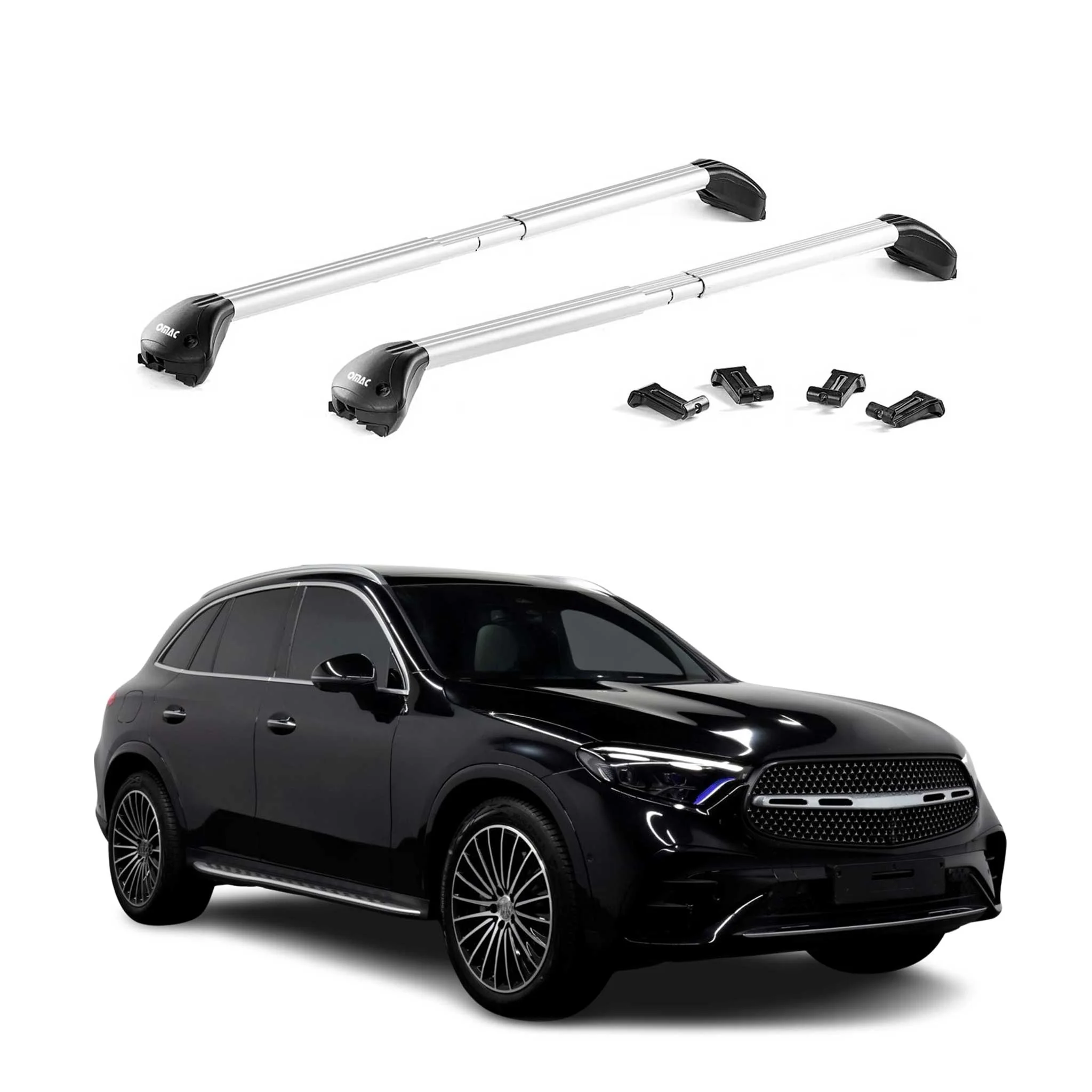 Dachträger Grundtäger für Mercedes GLC X254 2022-2026 100kg Alu Silber 2 tlg ABE