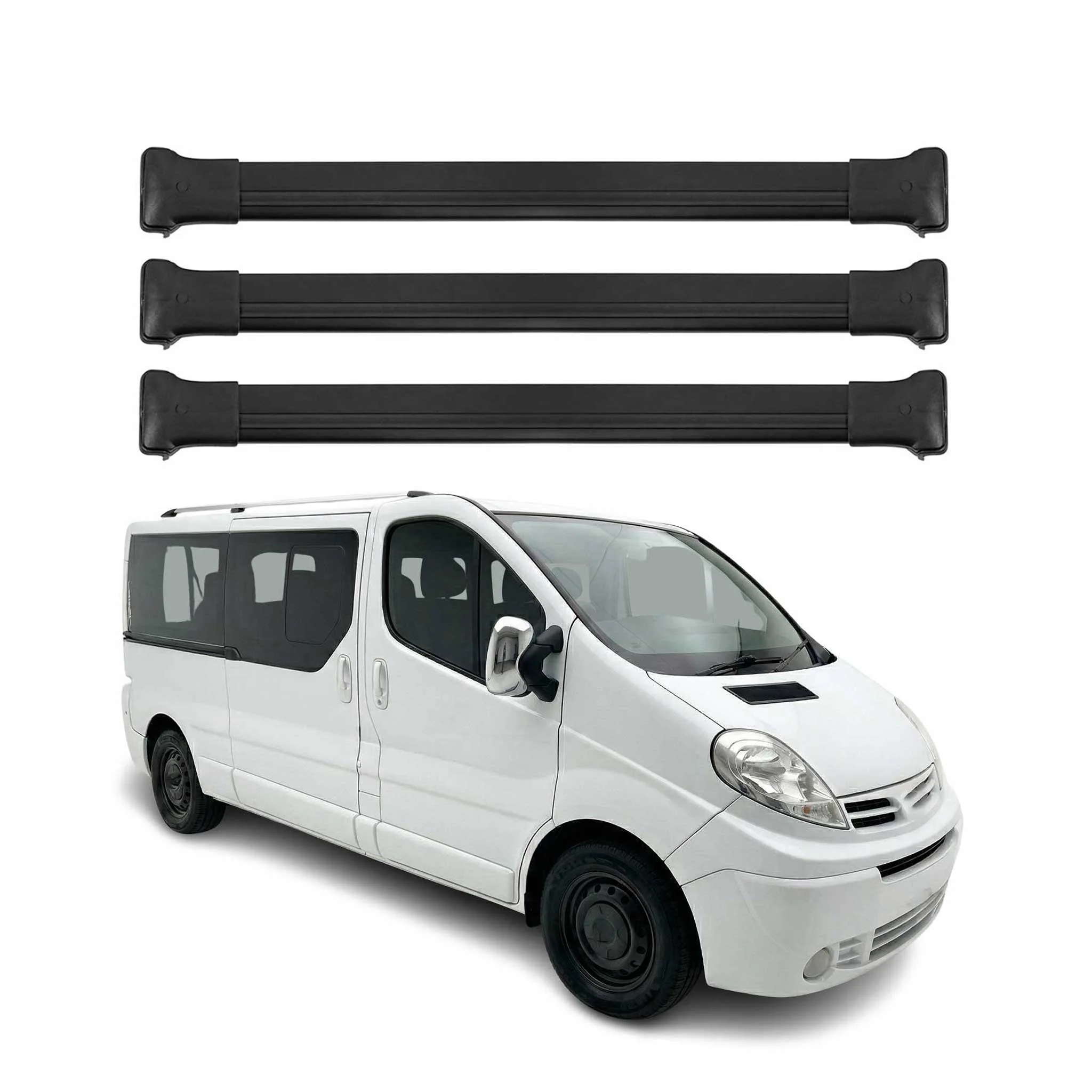 Dachträger Grundtäger für Nissan Primastar 2001-2014 75kg Aluminium Schwarz 3tlg